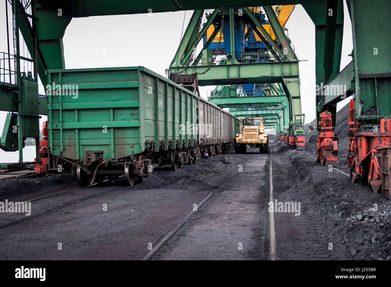 Arbeiten Sie in Kohle Hafenumschlag terminal. Stockfoto