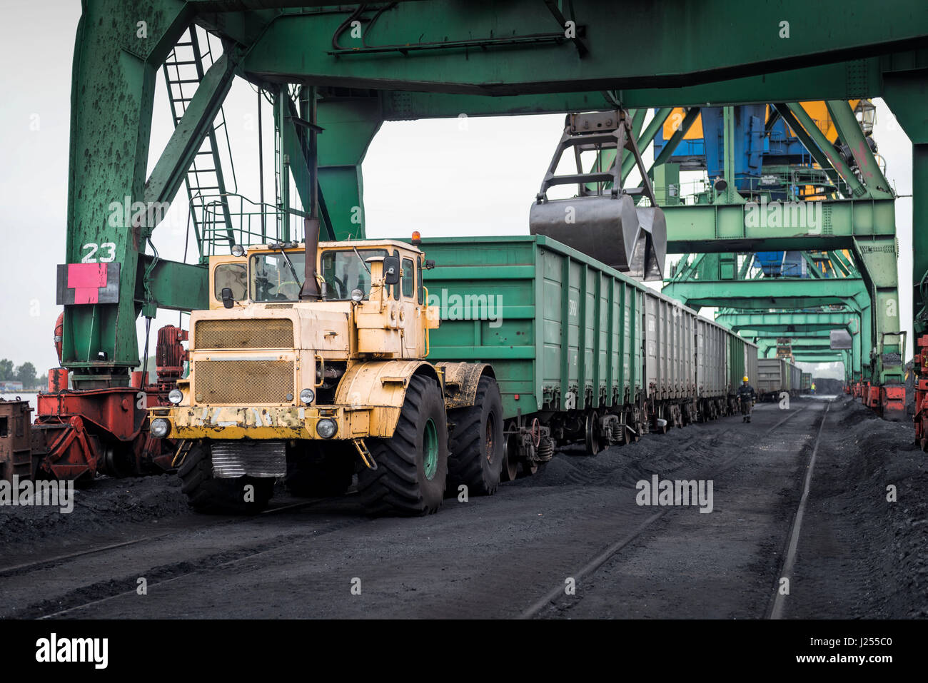 Arbeiten Sie in Kohle Hafenumschlag terminal. Stockfoto