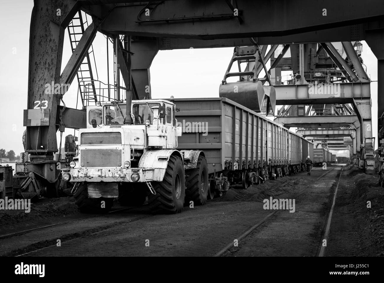 Arbeiten Sie in Kohle Hafenumschlag terminal. Stockfoto