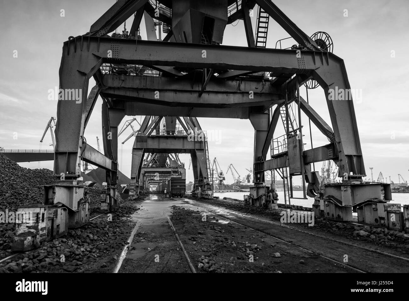 Arbeiten Sie in Kohle Hafenumschlag terminal. Stockfoto