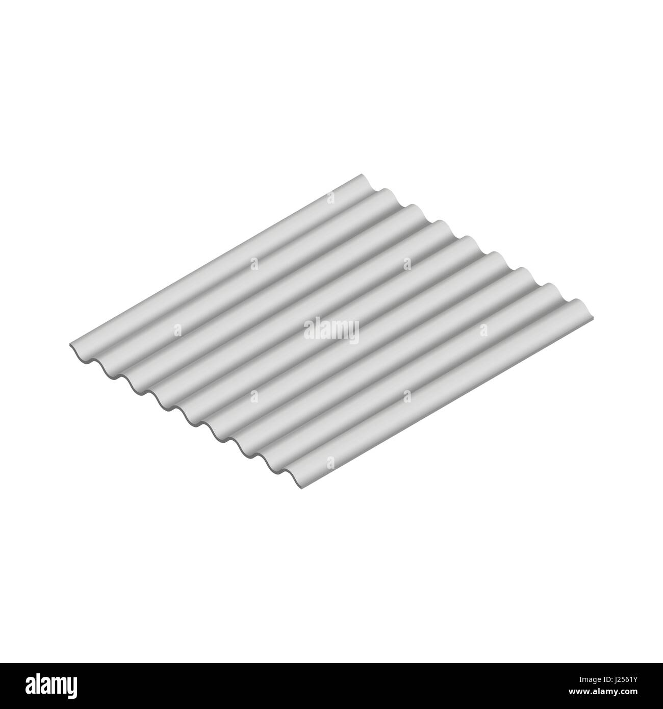 Wave Schiefer Blatt isoliert auf weißem Hintergrund, horizontale Anordnung. Element des Entwurfs von Baustoffen. Isometrische 3D-Stil, Vektor-Fittings Stock Vektor