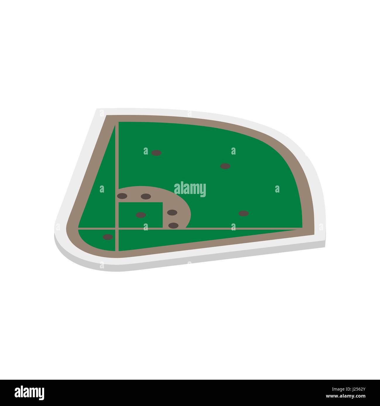 Feld für spielen Baseball mit einem Abzeichen, isoliert auf weißem Hintergrund. Flache isometrische 3D-Stil, Vektor-Illustration. Stock Vektor