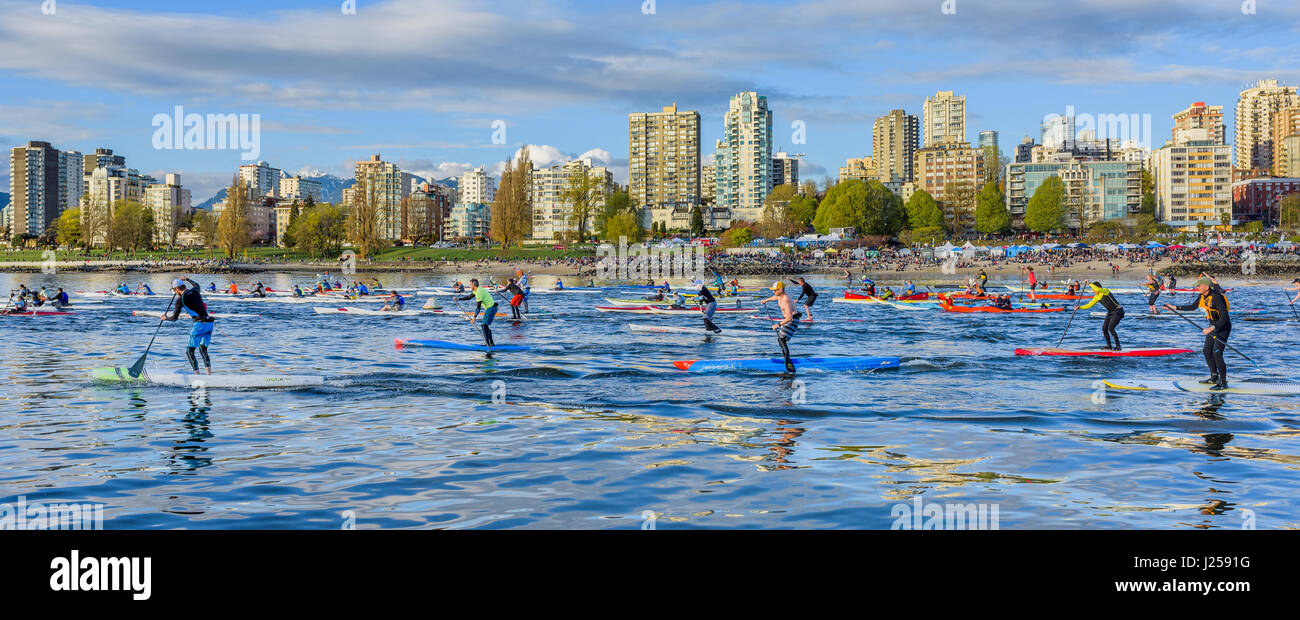 Großen Hacken Sommer Paddel Race, English Bay, Vancouver, British Columbia, Kanada. Stockfoto