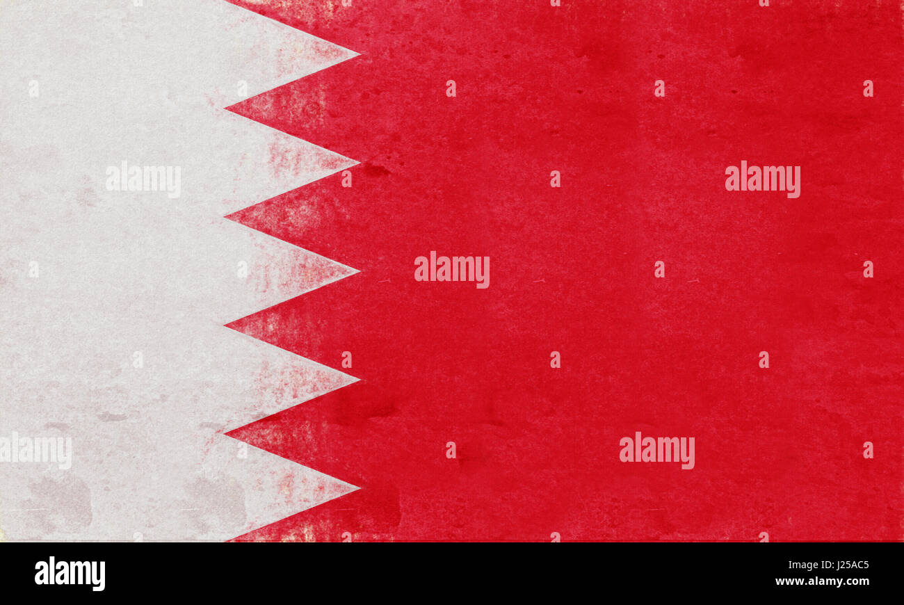 Abbildung der Flagge von Bahrain mit einem Grunge-Look. Stockfoto