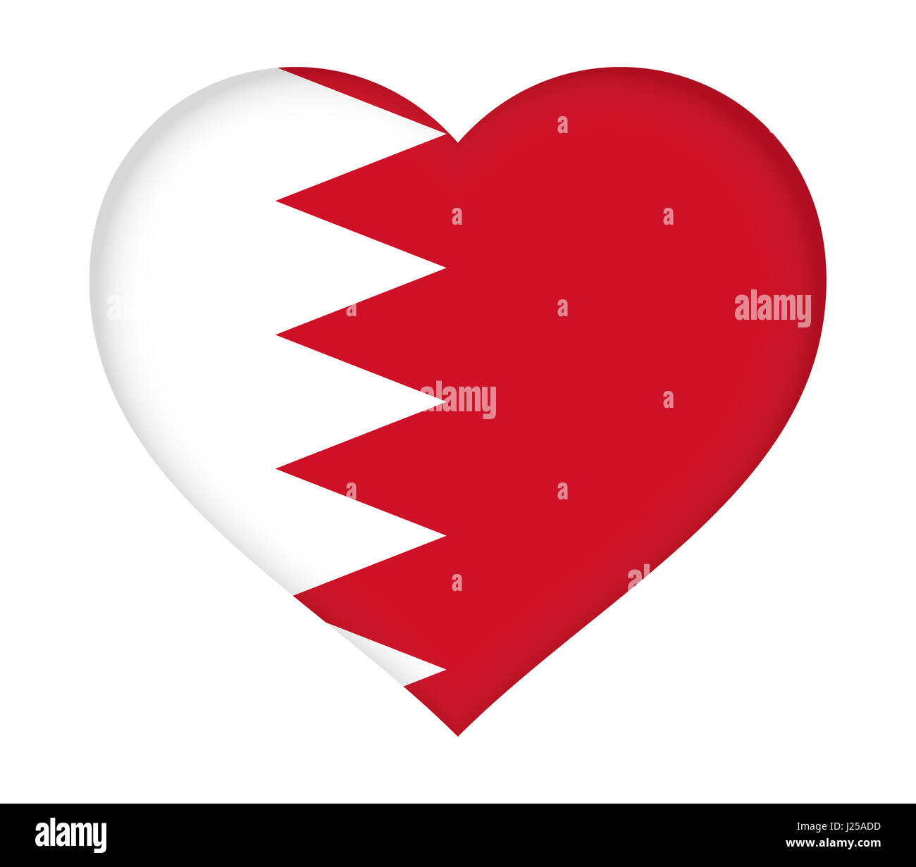 Abbildung der Flagge Bahrains wie ein Herz geformt. Stockfoto