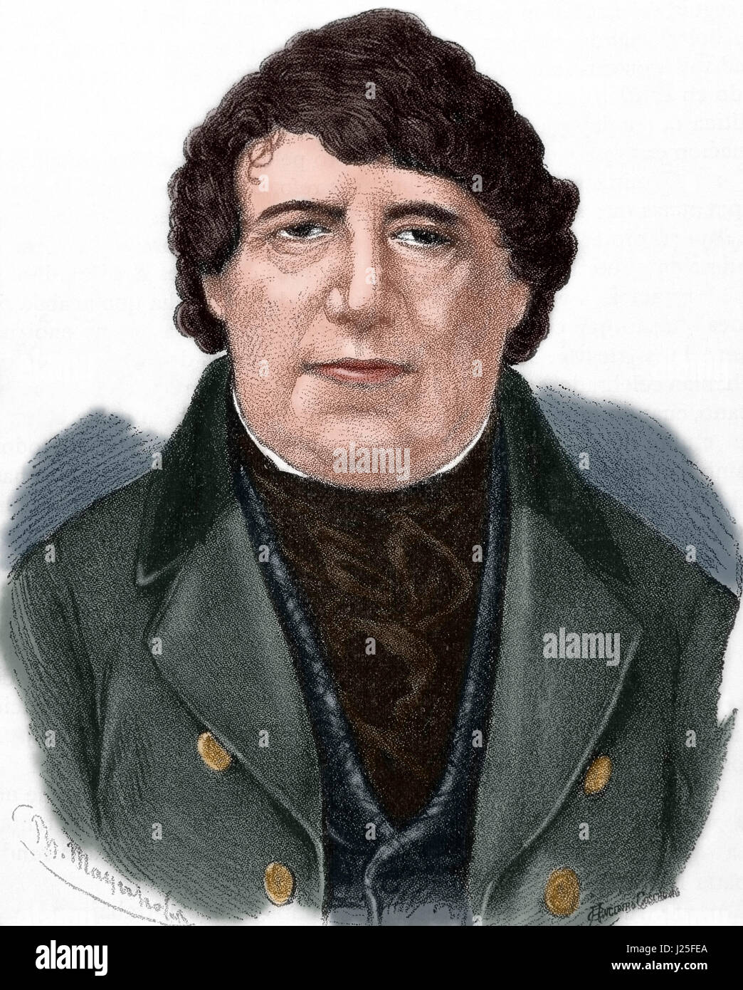 Daniel O'Connell (1775-1847). Irischer Politiker. Porträt. Gravur. Farbige. Stockfoto