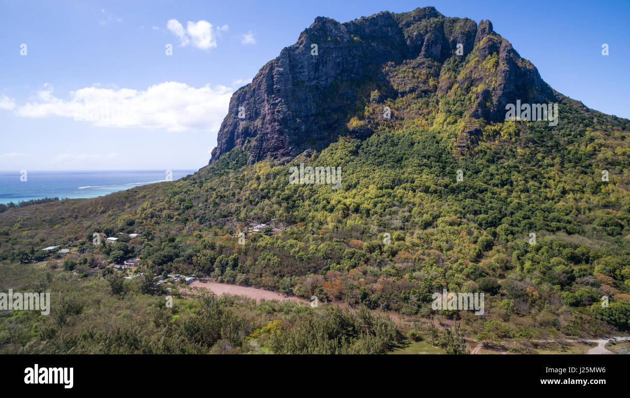 Luftaufnahme: Le Morne Brabant, Mauritius Stockfoto