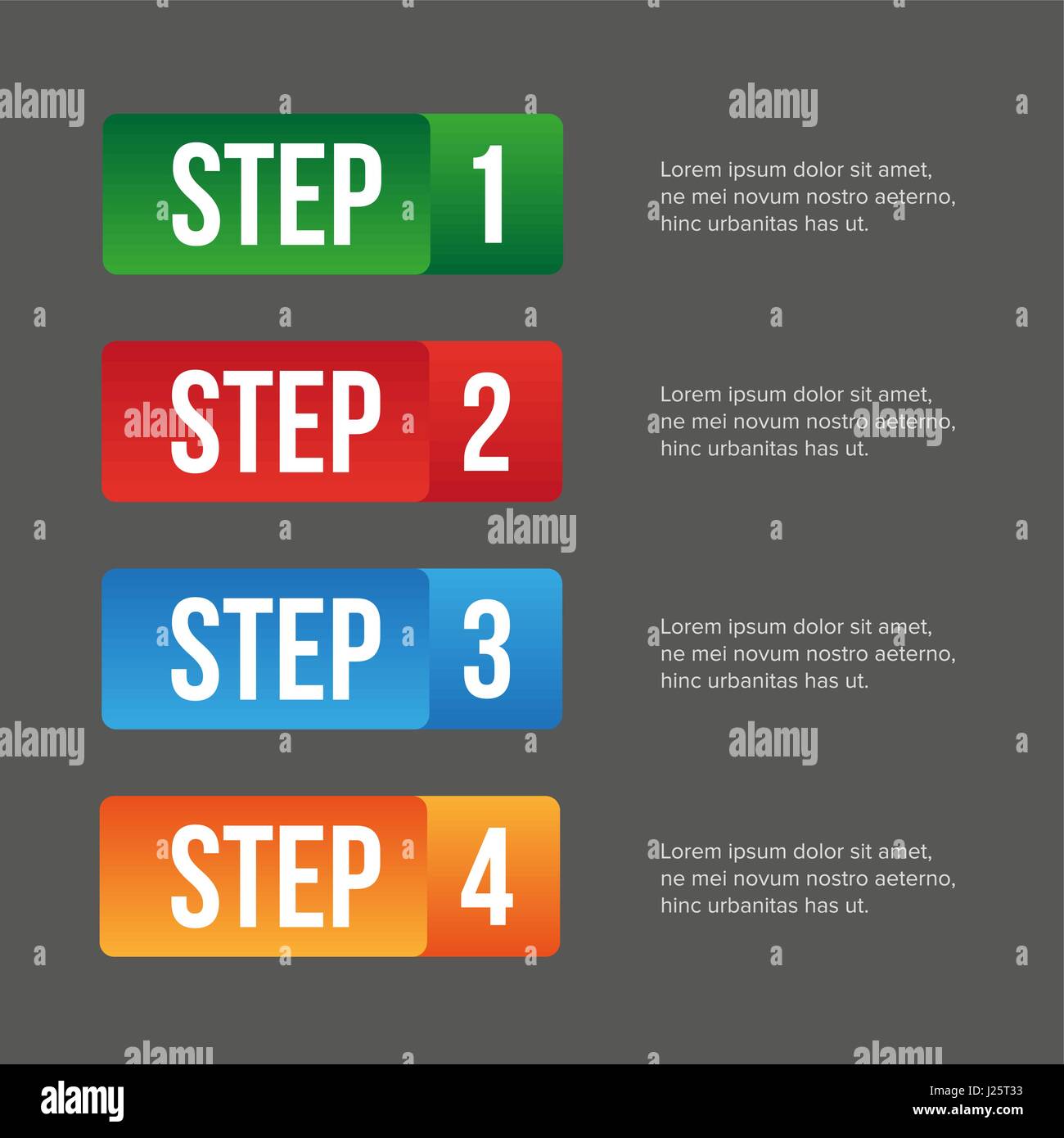 Ein zwei drei vier Schritte Stock Vektor