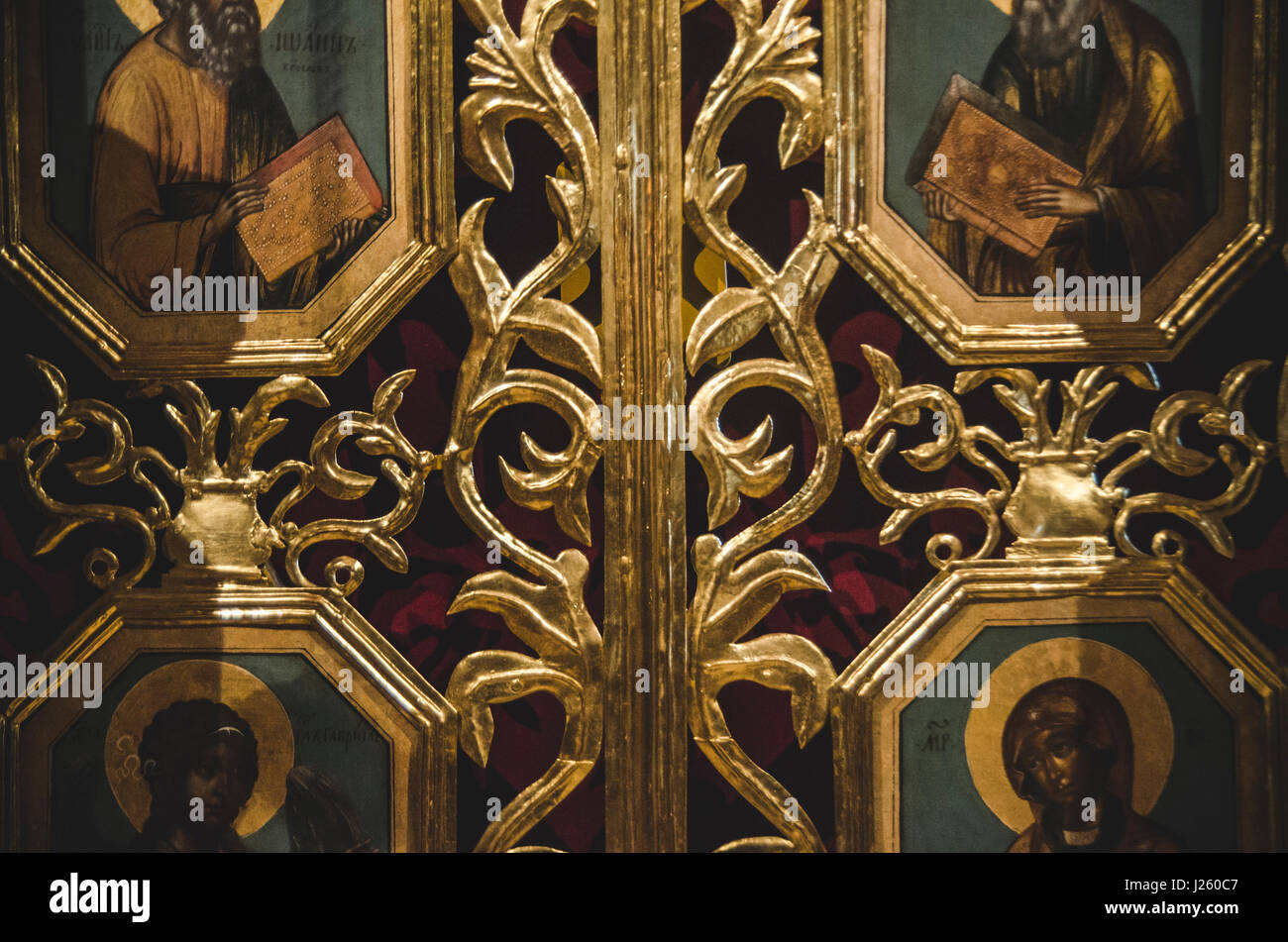 Kunstvolle Details im Inneren Krka Kloster, Kroatien Stockfoto