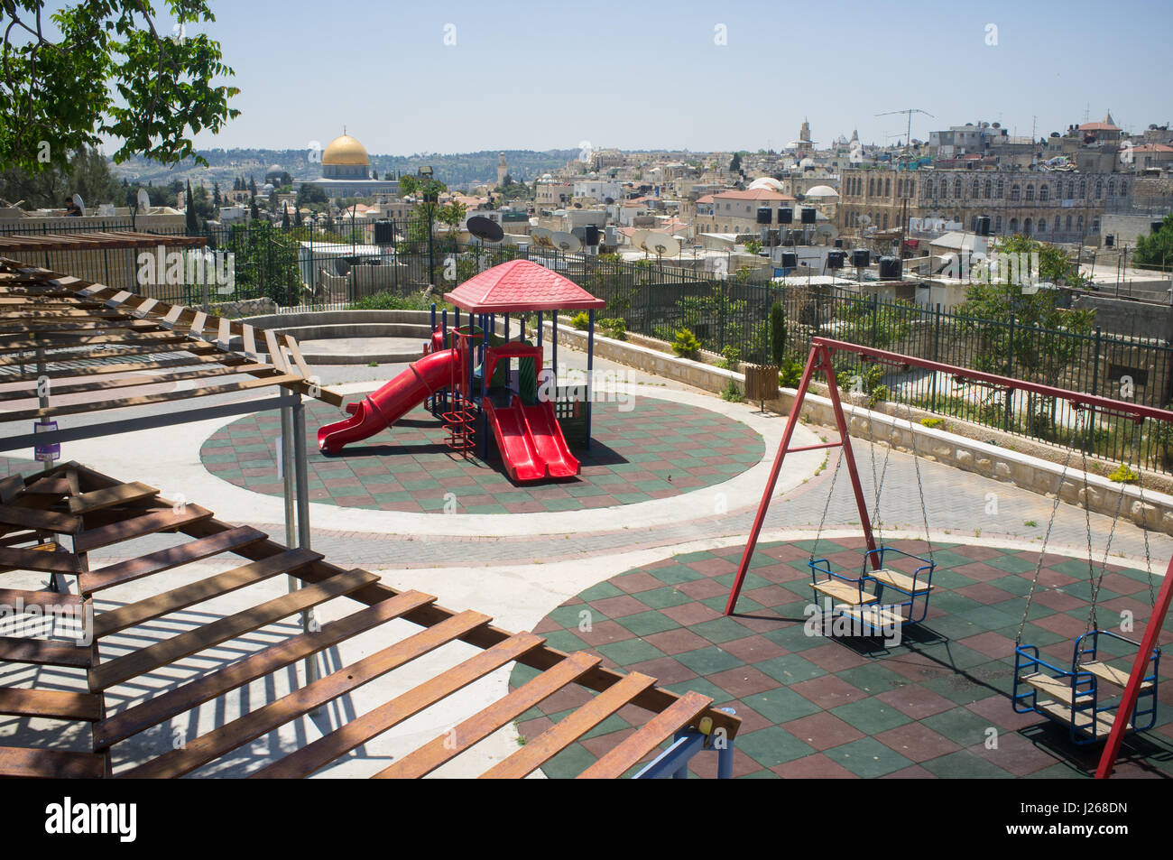 Far View der westlichen Wand- und Dome. Jerusalem, Israel. Stockfoto