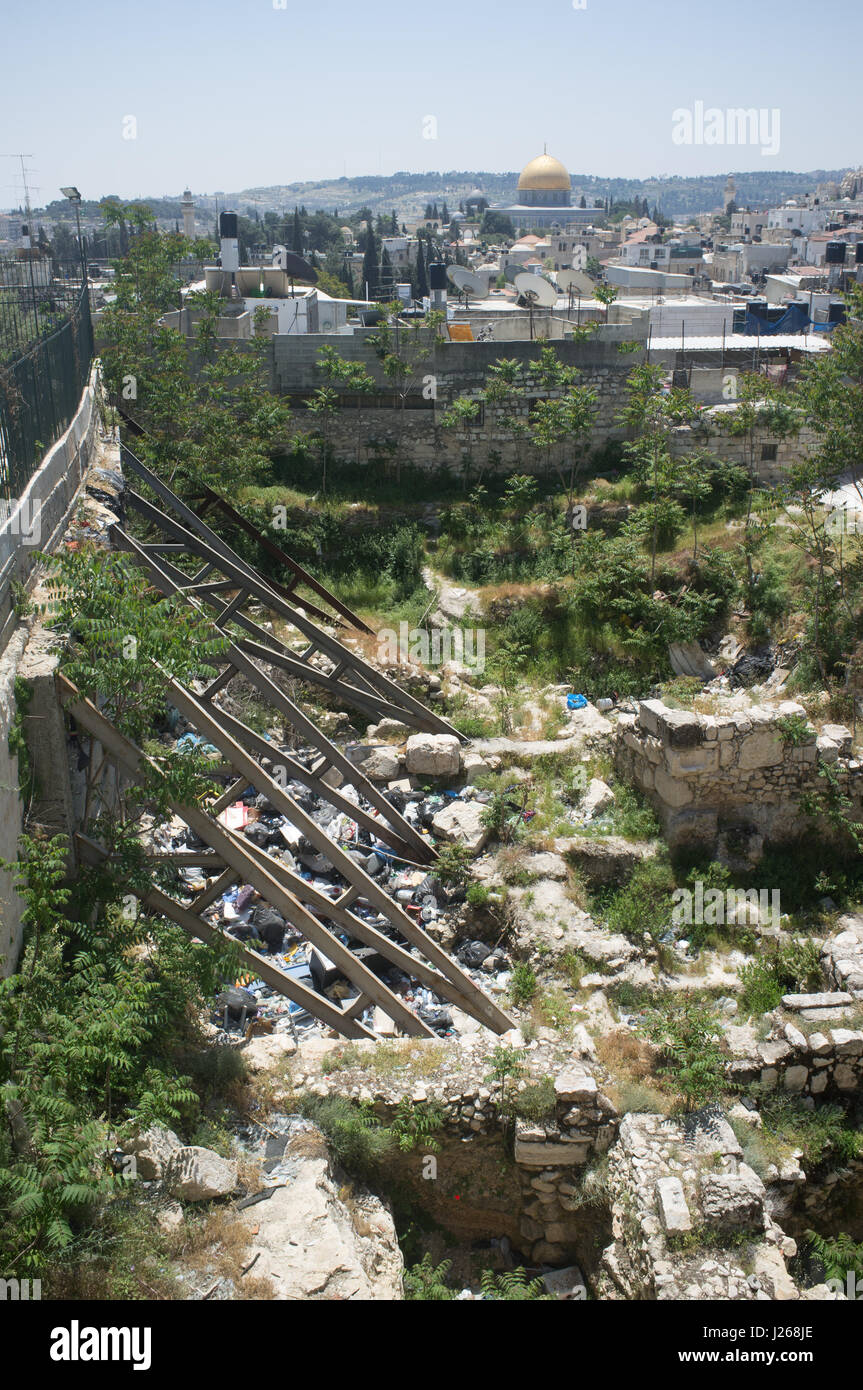 Far View der westlichen Wand- und Dome. Jerusalem, Israel. Stockfoto