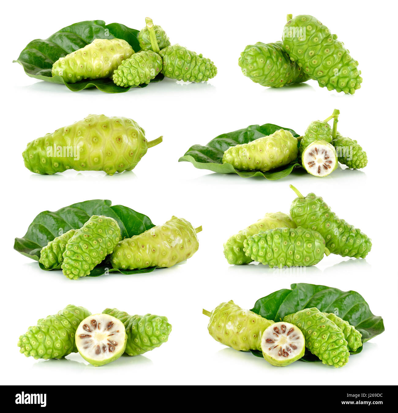 Exotische Früchte - isoliert Noni auf den weißen Hintergrund. Stockfoto