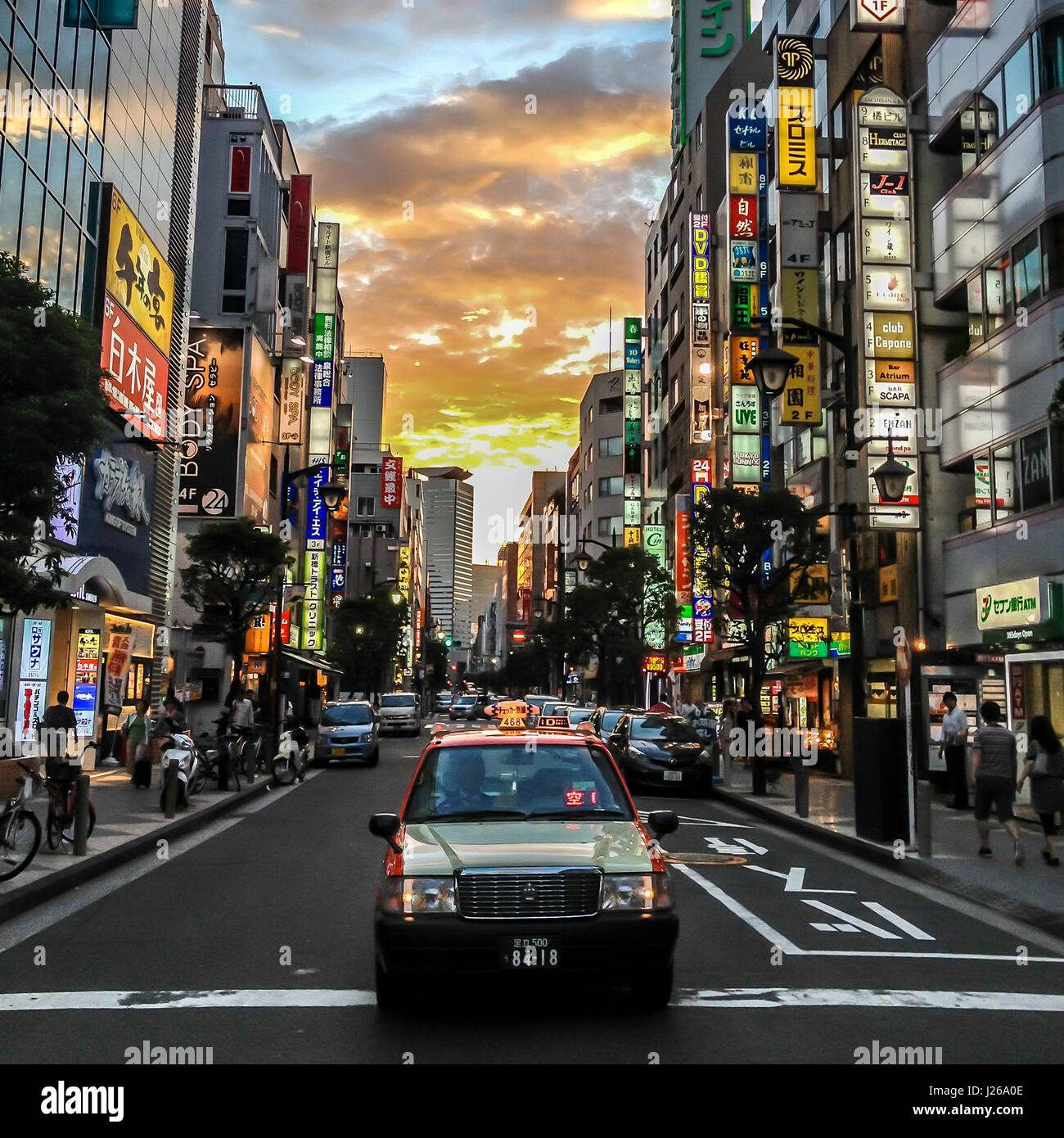 Taxi in die Stadt, Tokio, Japan Stockfoto