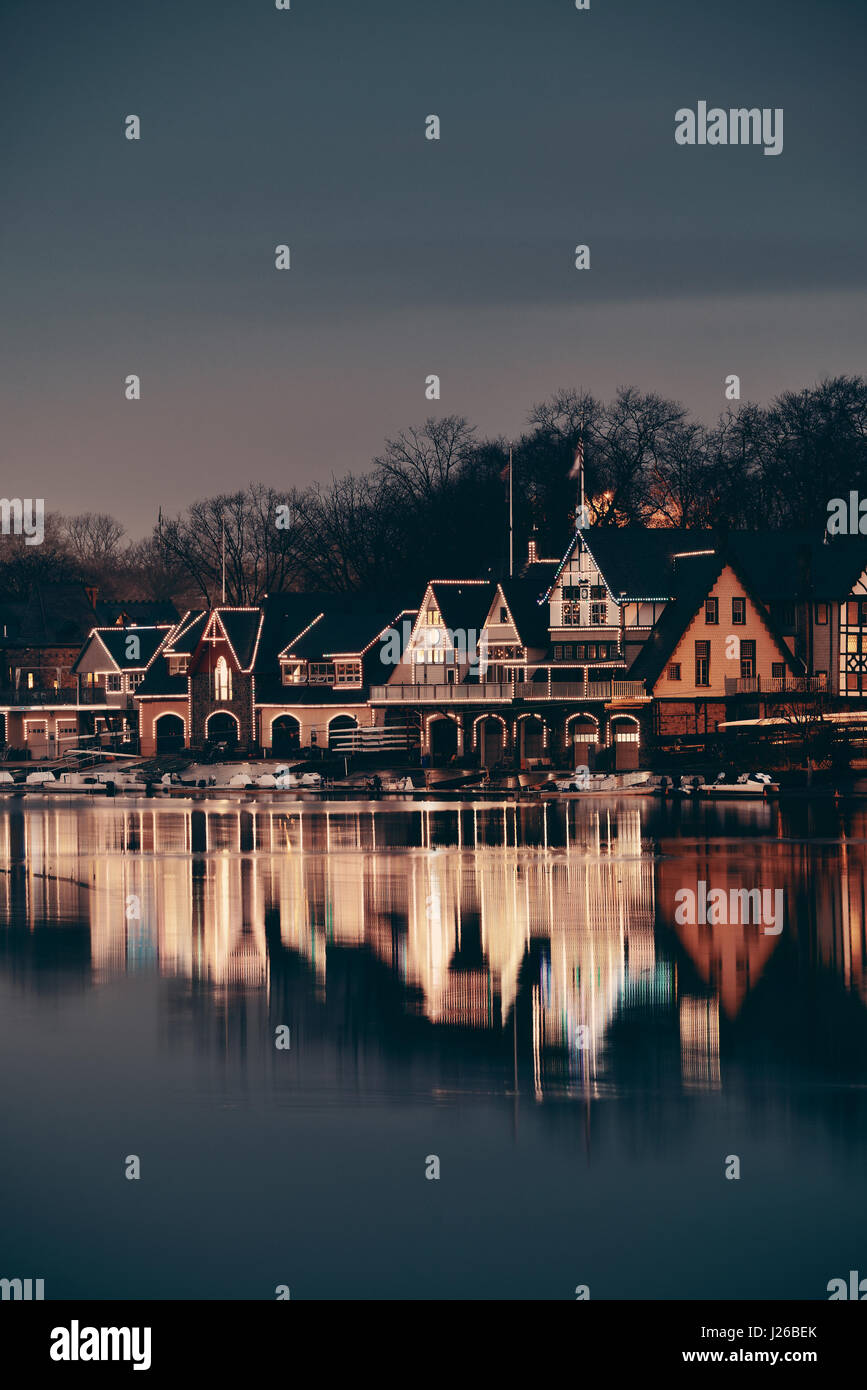 Boathouse Row in Philadelphia als historische Wahrzeichen. Stockfoto