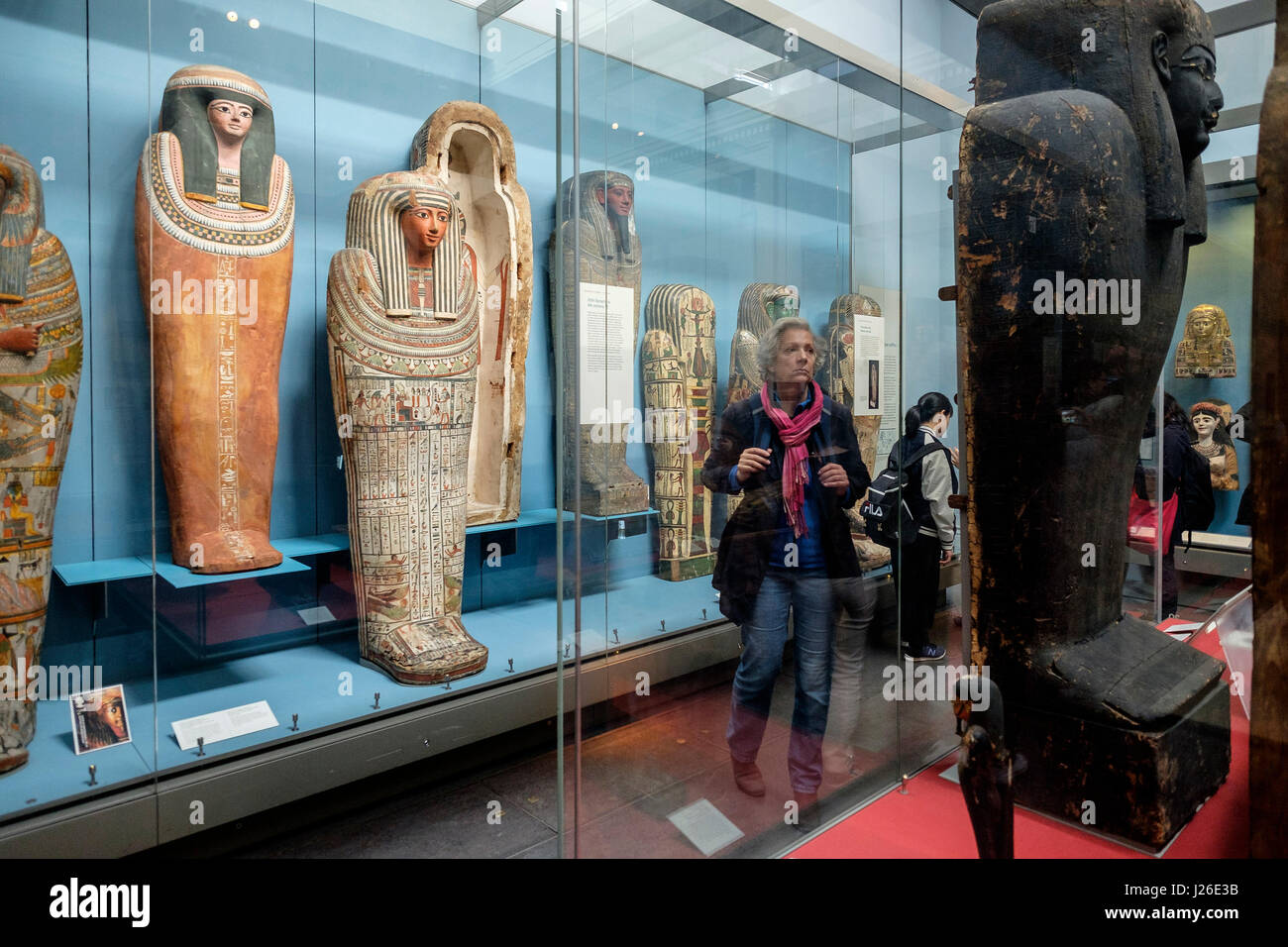 Sarkophage im Ägyptischen Galerie innerhalb des British Museum, London, England, Vereinigtes Königreich, Europa Stockfoto