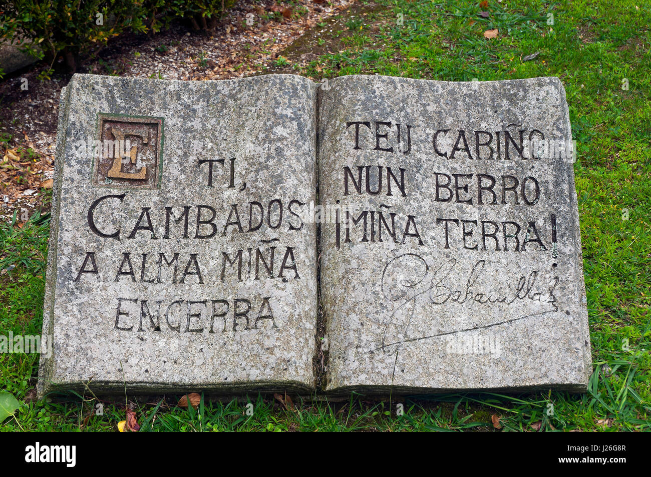 Stadtbibliothek - Detail des Gartens, Cambados, Pontevedra Provinz, Region Galicien, Spanien, Europa Stockfoto