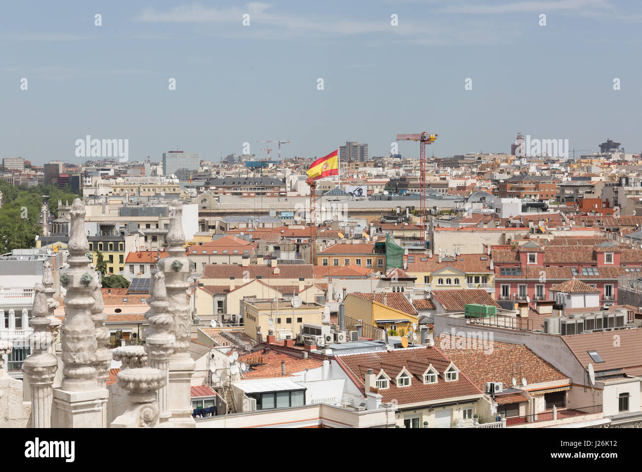 Aussicht von der Dachterrasse der Stadt von Madrid aus der Palacio de Cibeles Stockfoto