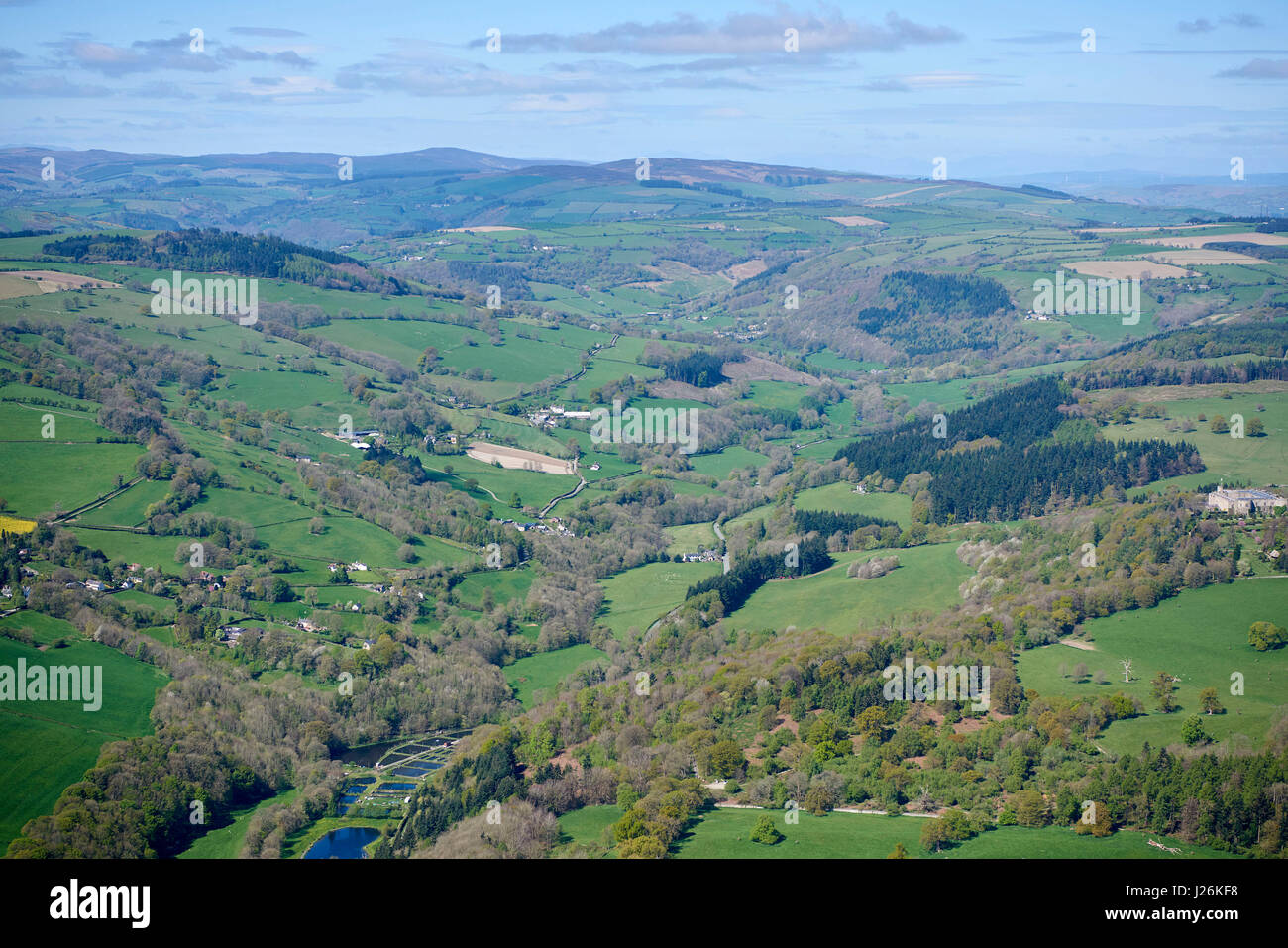 Snowdonia Hügel aus der Luft bei betrachtet Chirk, UK Stockfoto