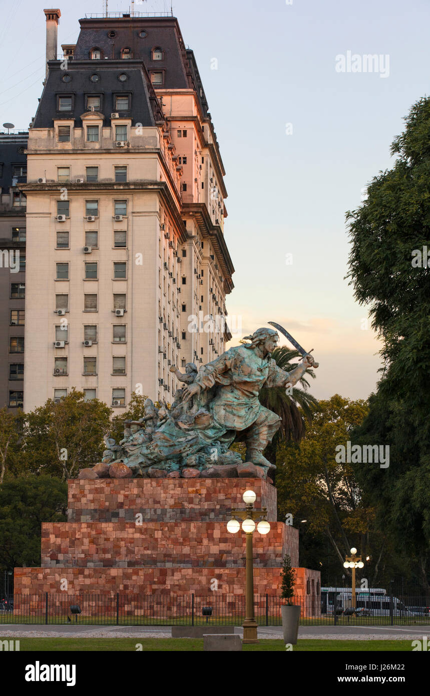 Juana Azurduy Denkmal. Buenos Aires, Argentinien. Stockfoto