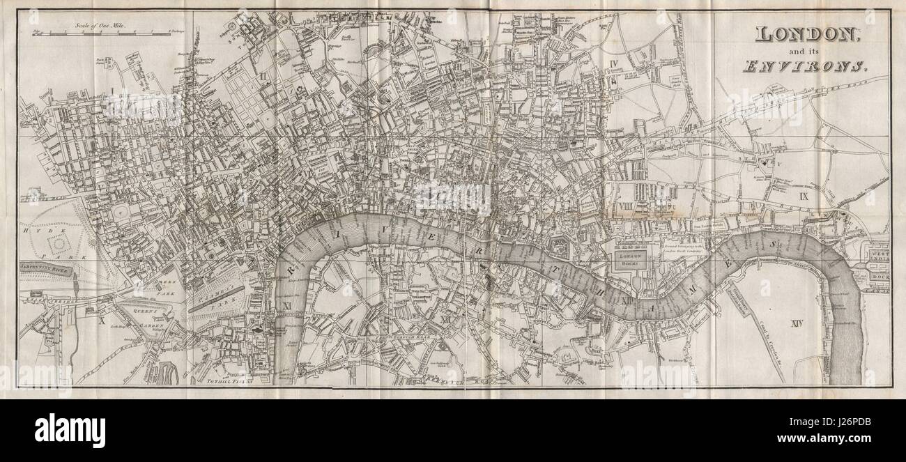 "London & Umgebung". HUGHSON. Herr Grund in original Lageplan 1817 Stockfoto