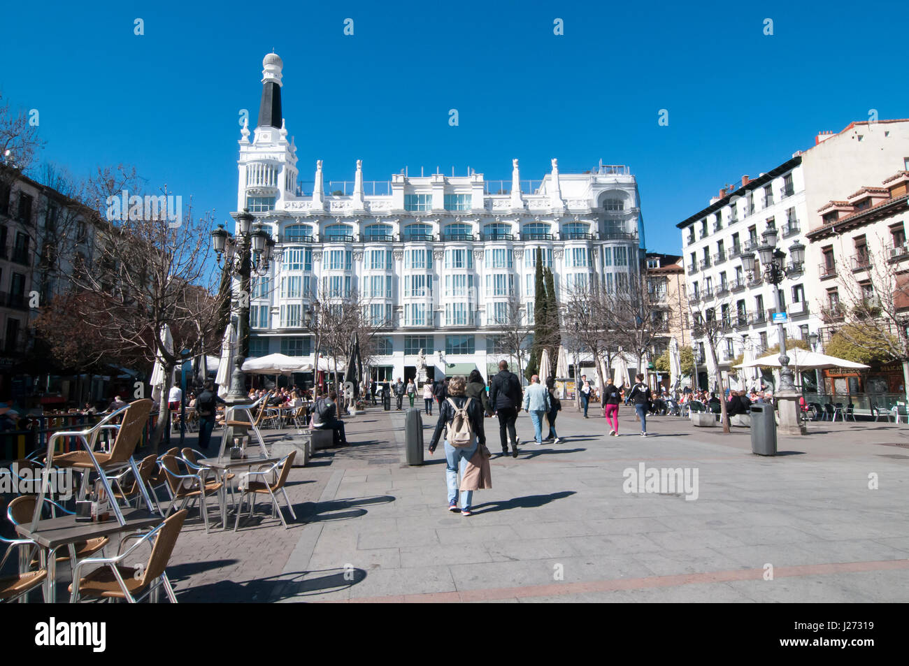 Im Freien essen, Plaza Santa Ana, Madrid, Spanien Stockfoto