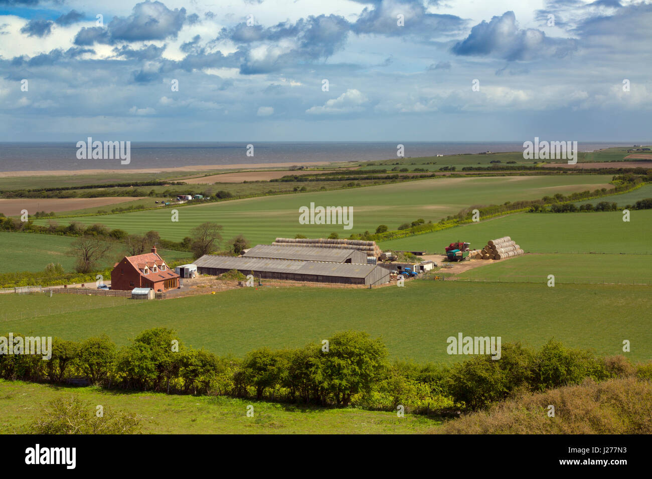 Küste Bauernhof North Norfolk Küste von Salthouse Heide in Richtung Serringham Frühling Stockfoto