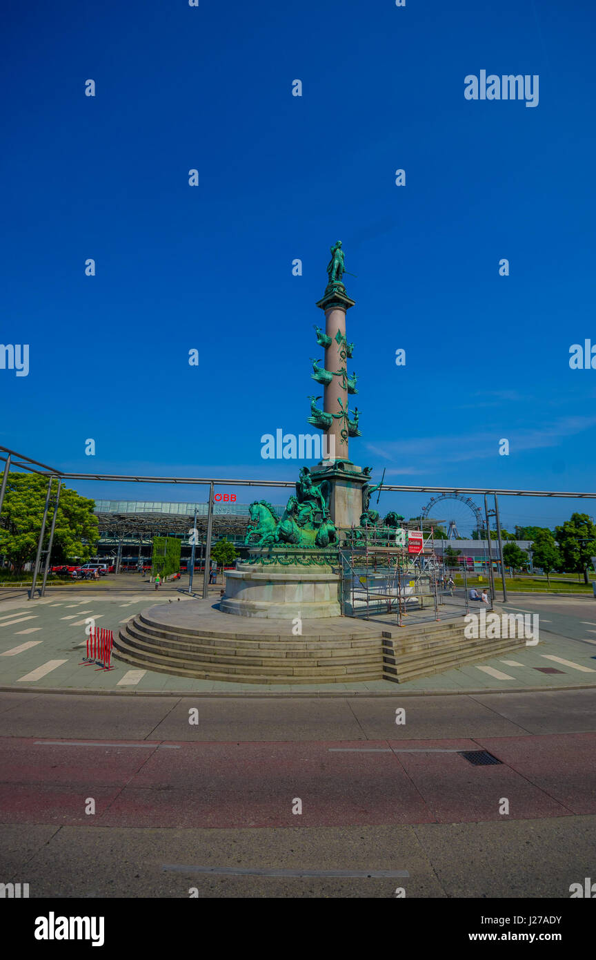 Wien, Österreich - 11. August 2015: Wilhelm Von Tegetthoff-Denkmal auf einem schönen sonnigen Tag Stockfoto