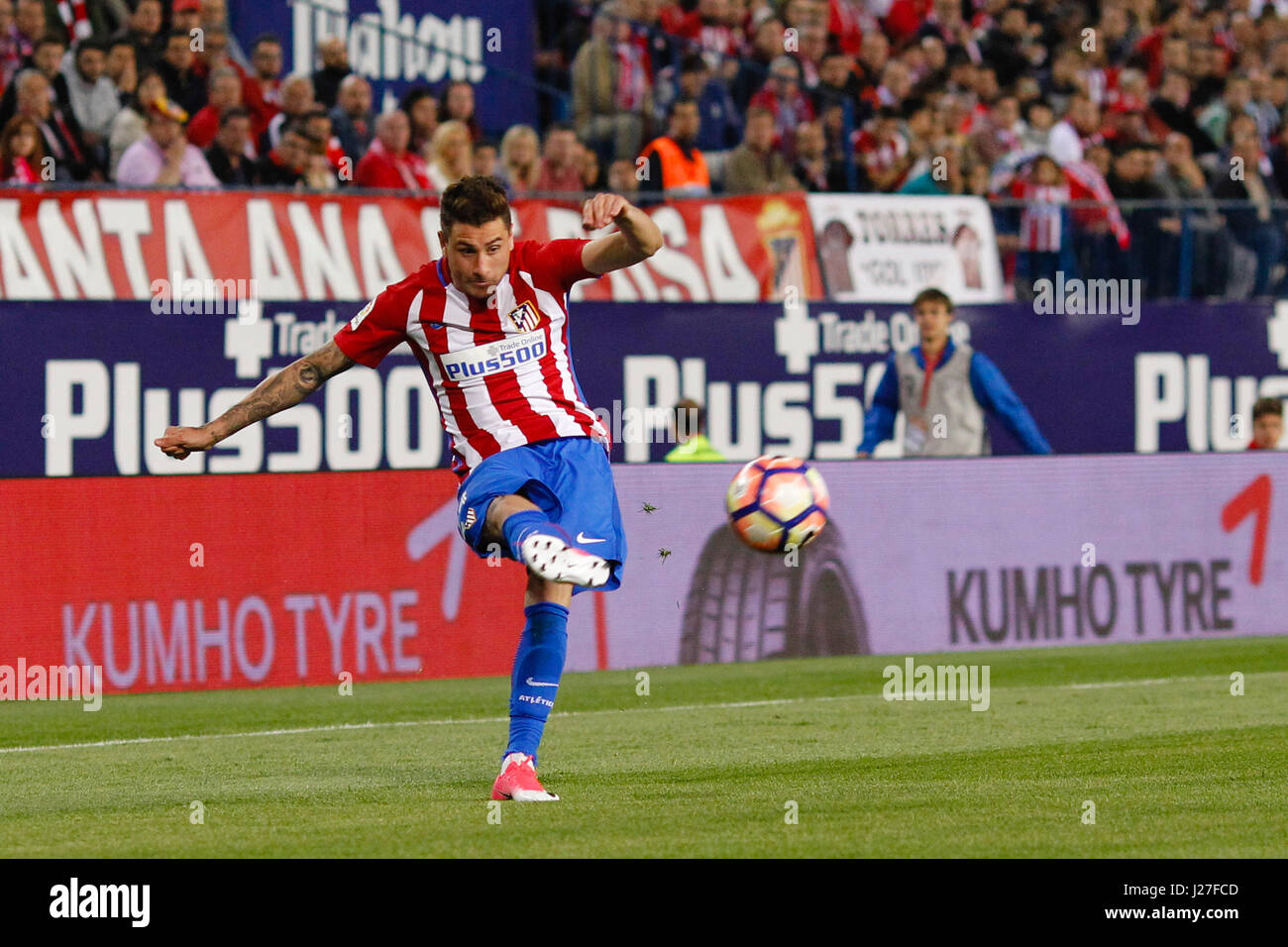 Jose Maria Gimenez de Vargas (24) Atletico de Madrid-Spieler. La Liga zwischen Atletico de Madrid Vs Villerreal CF im Vicente Calderon Stadion in Madrid, Spanien, 25. April 2017. Stockfoto