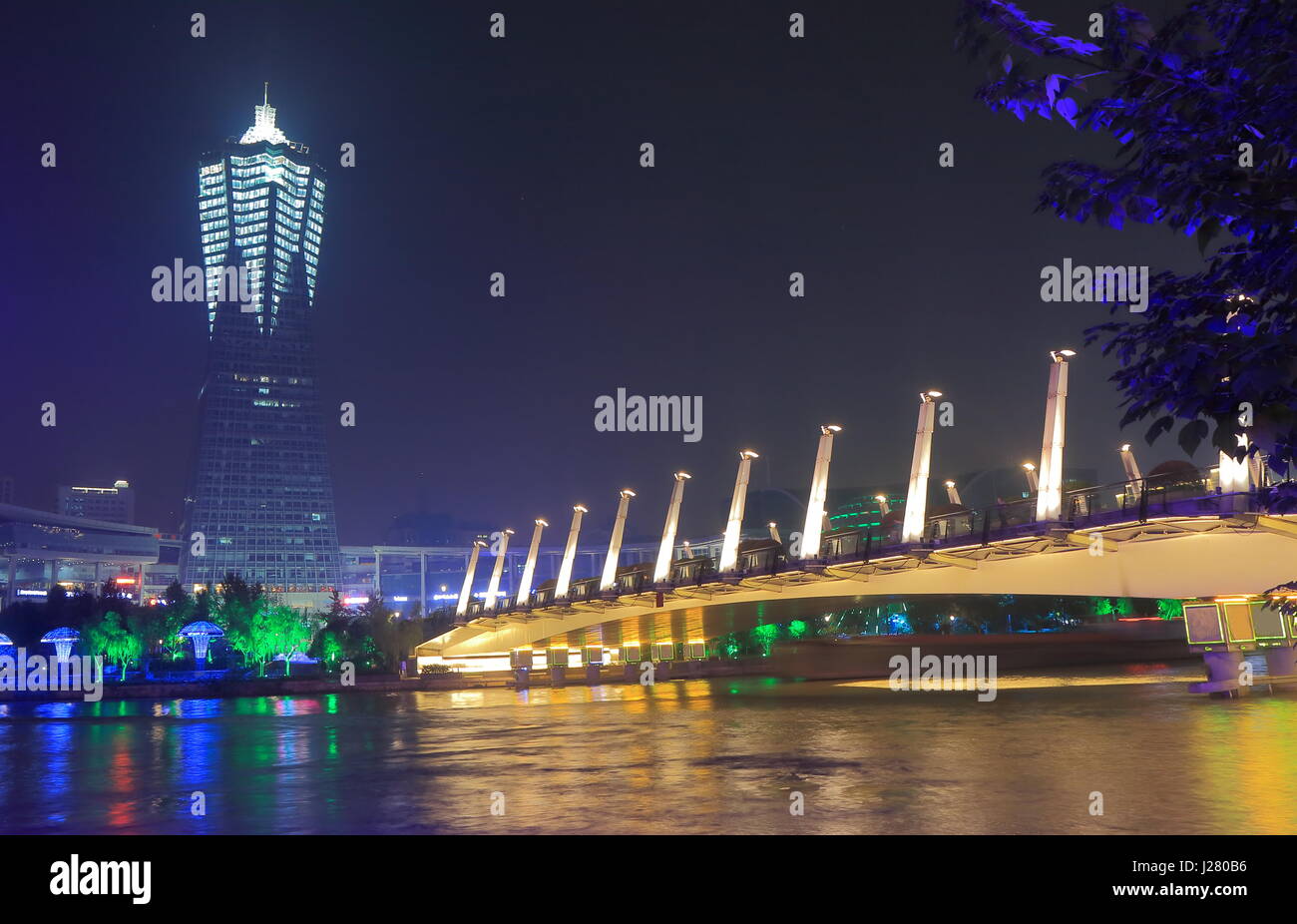 West Lake quadratische Kulturnacht Stadtbild in Hangzhou China Stockfoto