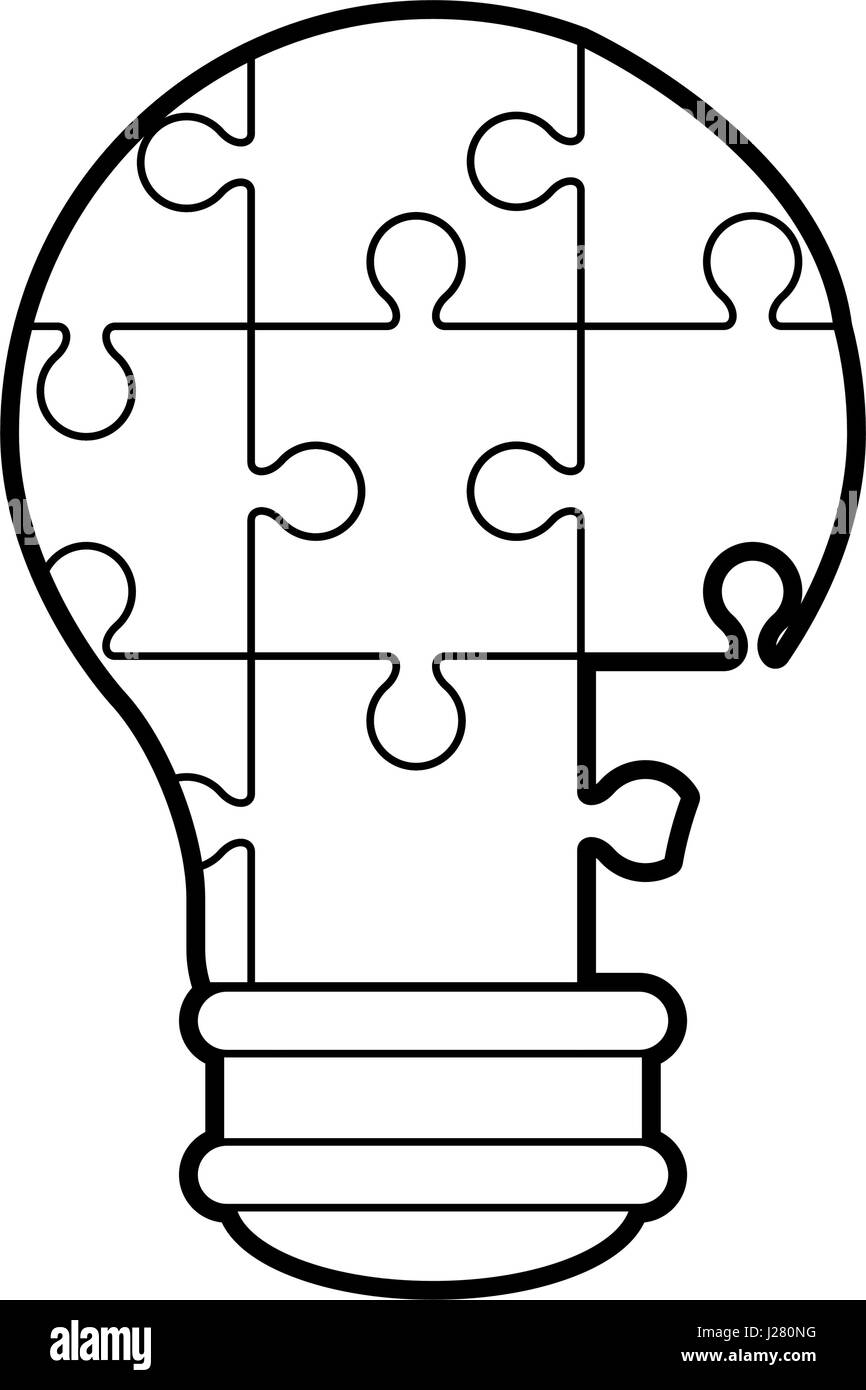 Glühbirne Puzzle Stücke Teamwork Konzept Bild gemacht Stock Vektor