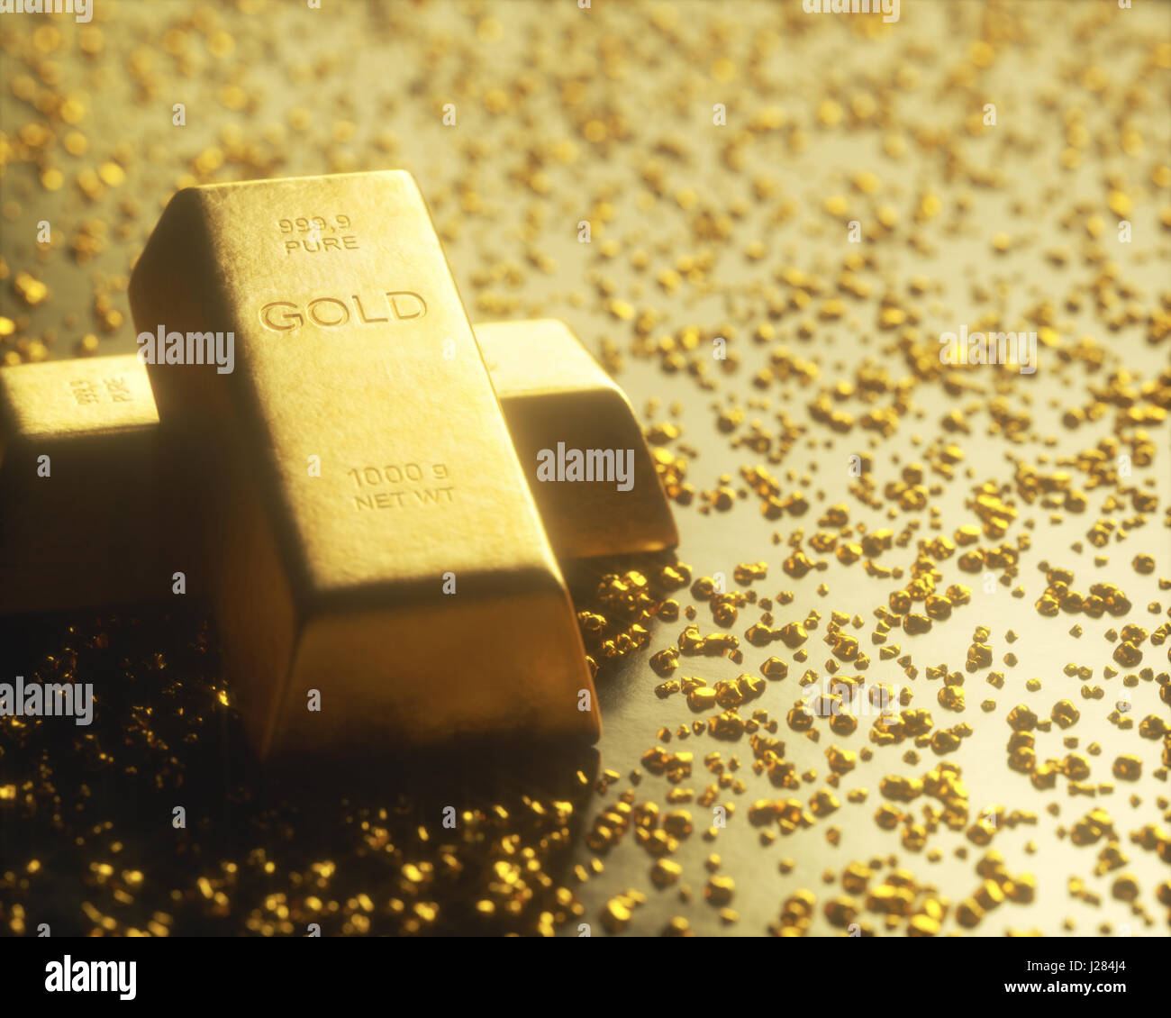 Goldbarren 1000 Gramm, in der Mitte des gold-Nuggets. Gold Exploration und Bergbau-Konzept. Stockfoto