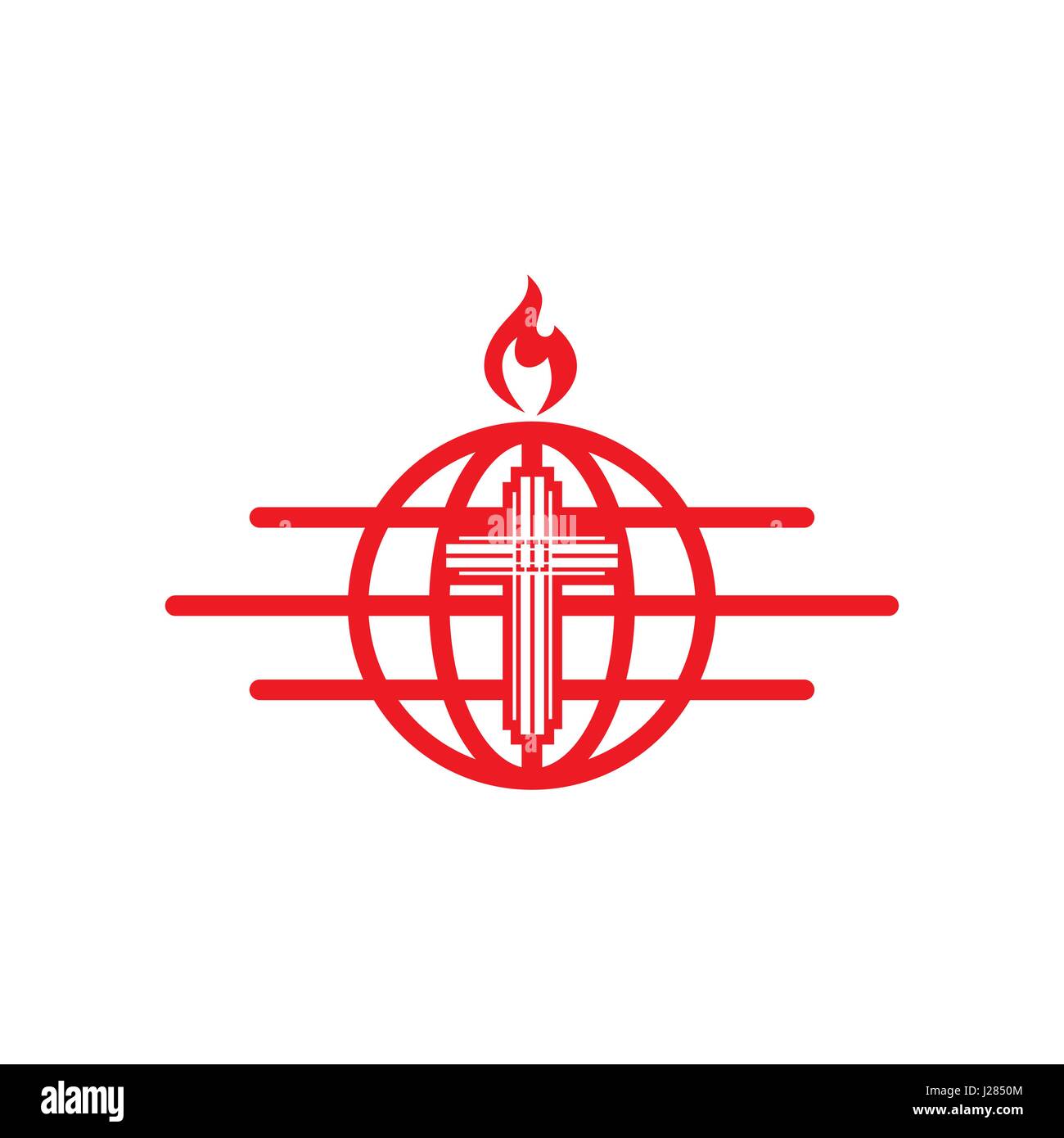 Logo der Kirche. Kreuz und Welt - die Welt Stock Vektor