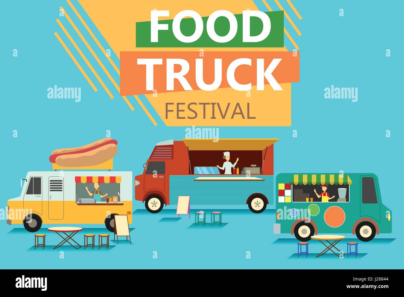 Eine Vektor-Illustration von Street Food Truck Festival Plakat Stock Vektor
