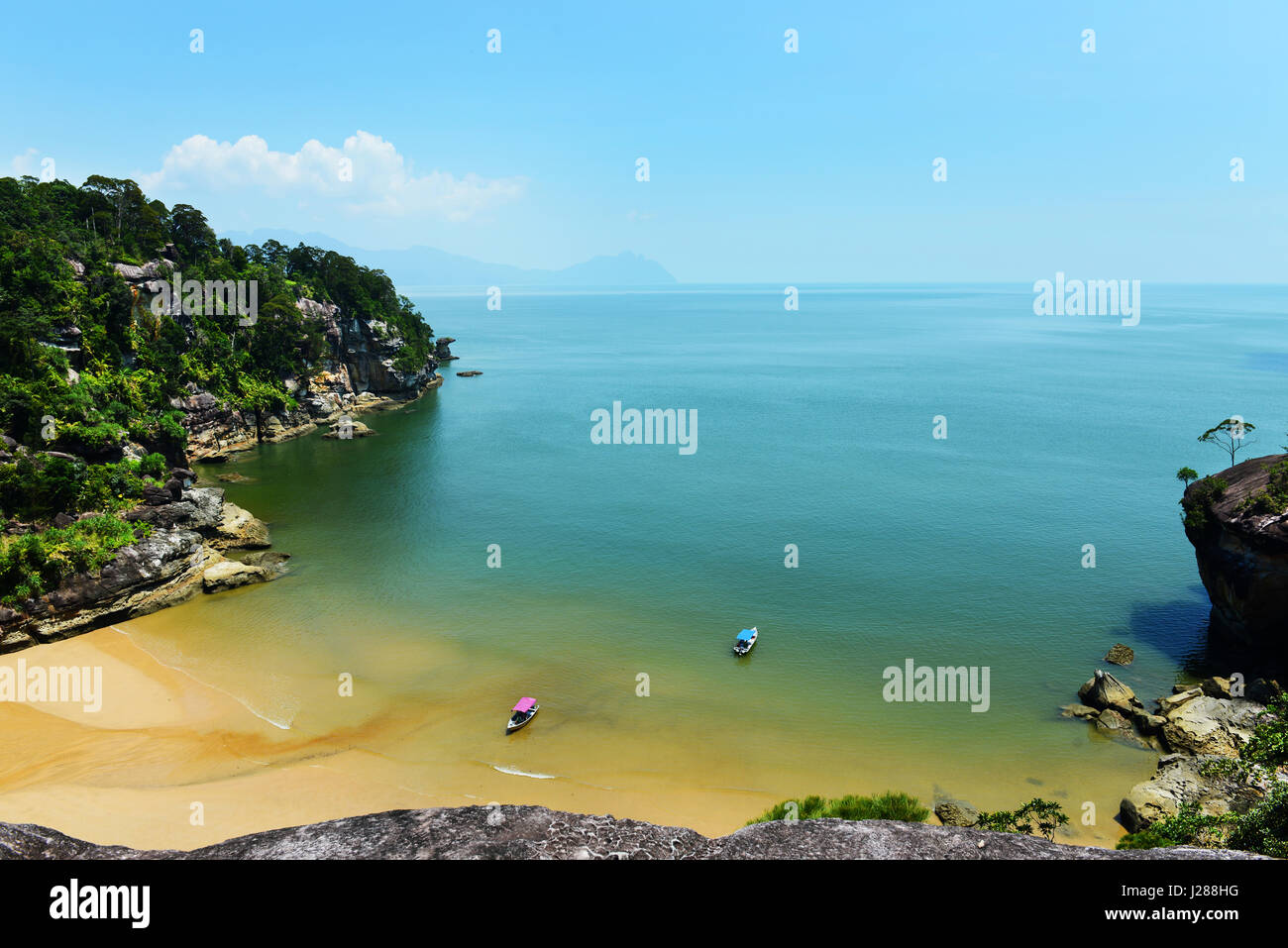 Pandan Kecil Strand im Bako Nationalpark in Sarawak, Borneo, Malaysia. Stockfoto