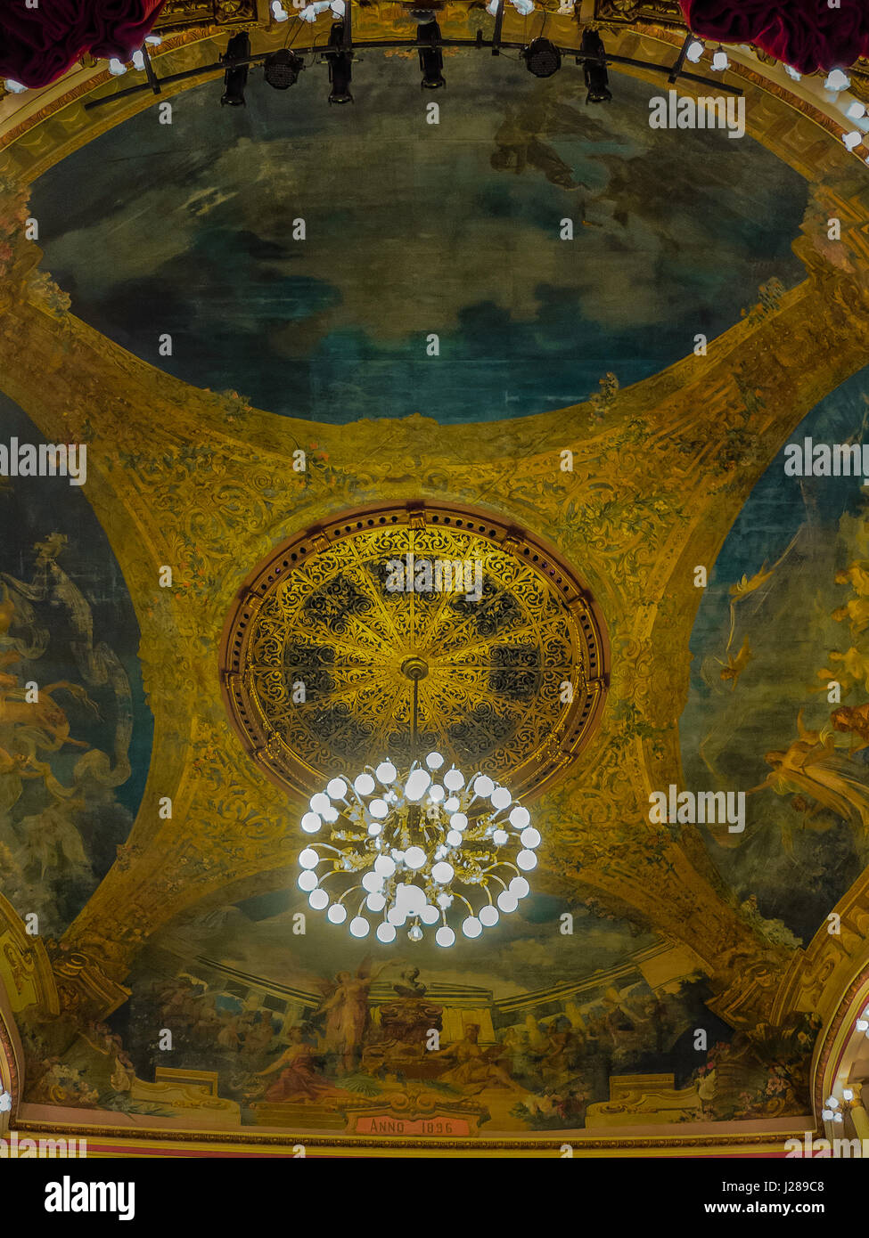 Südamerika, Amazonas, Manaus, Decke des Teatro Amazonas Darstellung der Eiffelturm Stockfoto