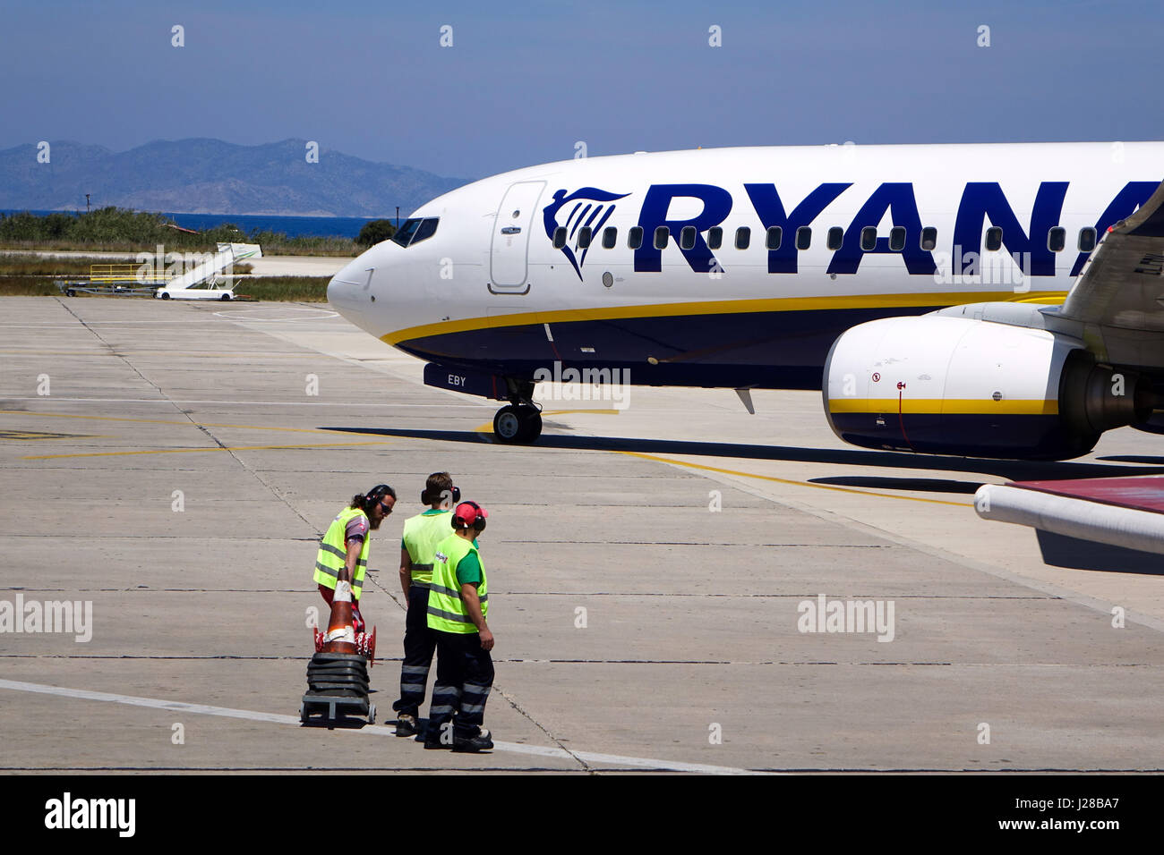 Ryanair Boeing 737 am Flughafen London Stansted Stockfoto
