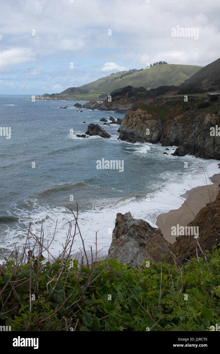 Küsten-Blick, Pacific Coast Highway, Central Coast, Kalifornien Stockfoto