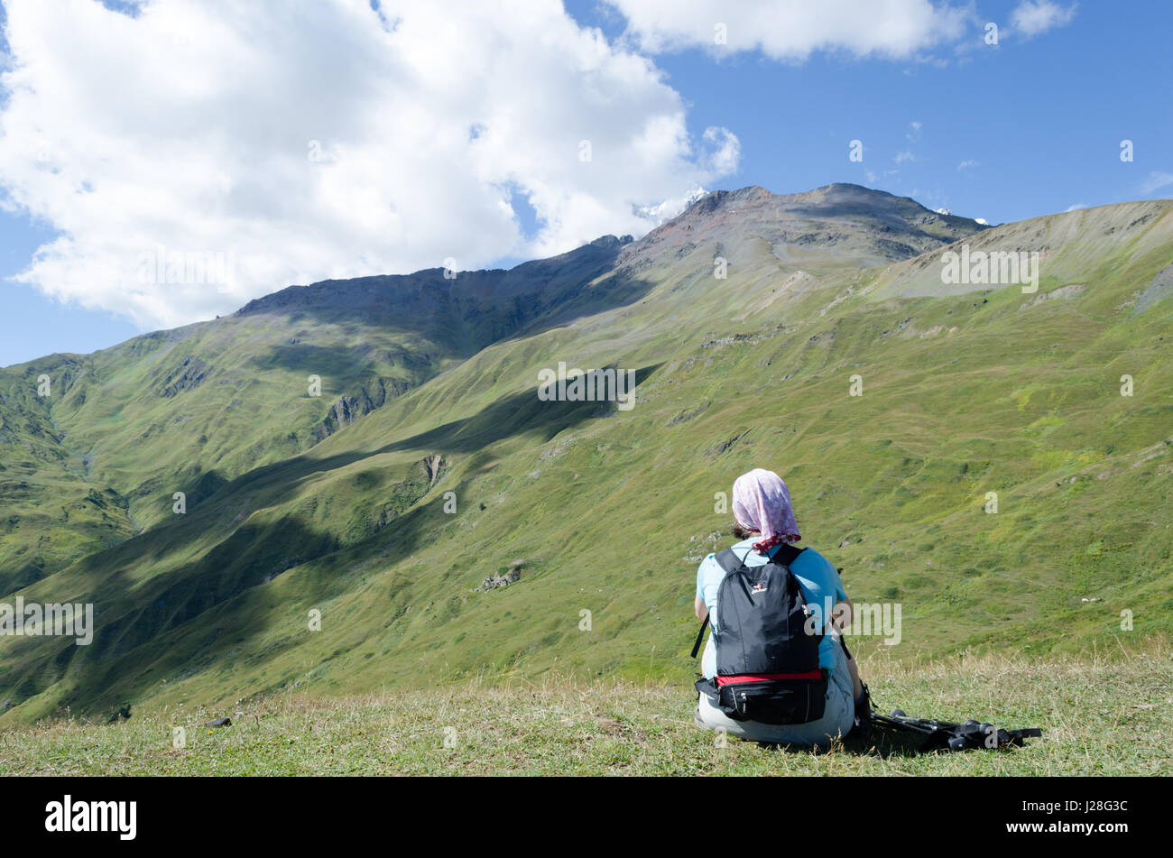 Georgien, Svanetia, Mestia, Wanderung zu den Koruldilakes Stockfoto