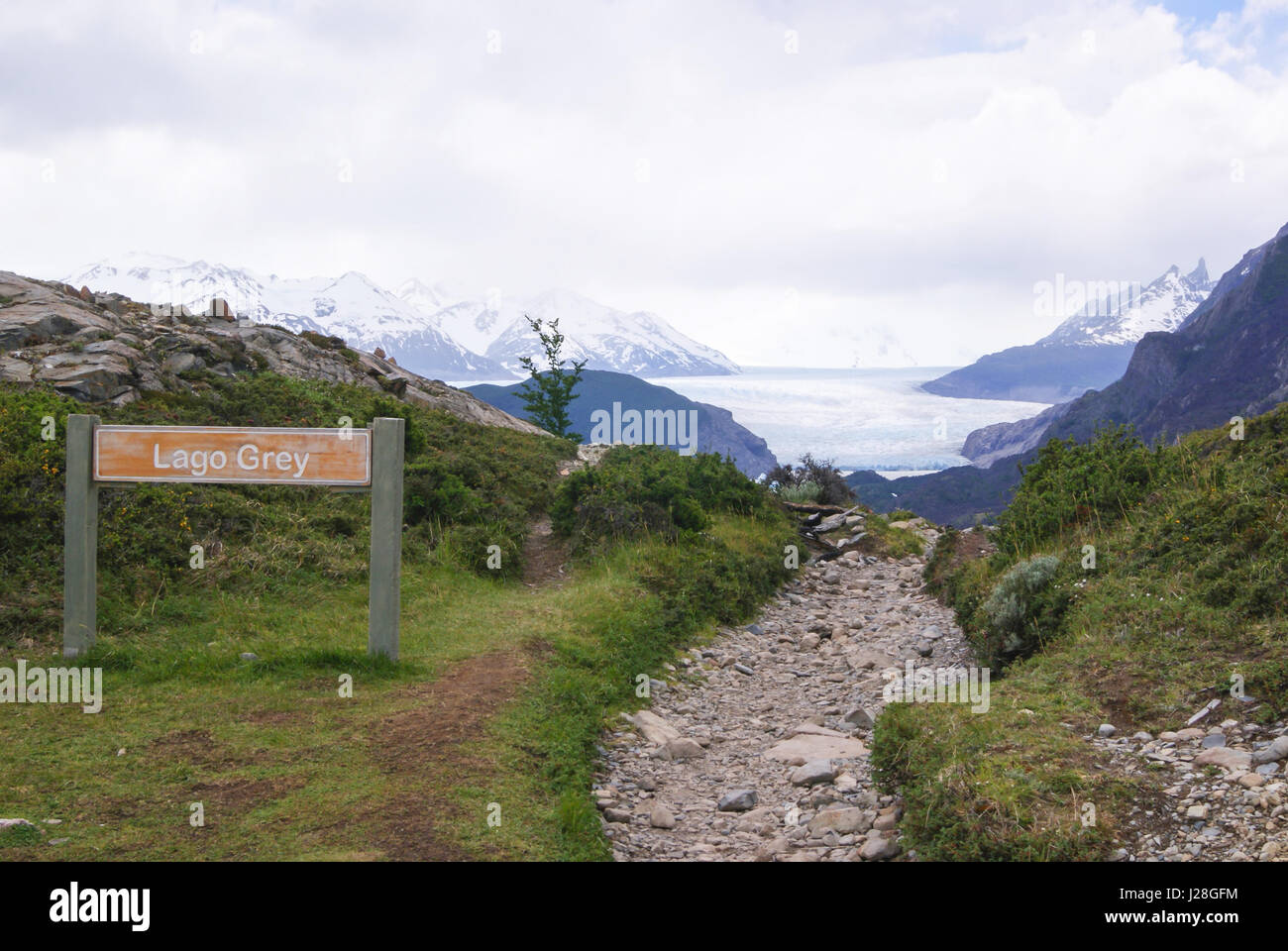Chile, Nationalpark Torres del Paine, Wanderung, Richtung Gletscher, Lago grau grau Stockfoto