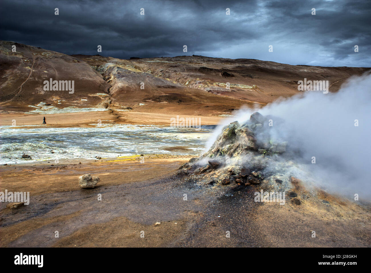 Reykjahlid geothermische Gebiet in Nord-Island Stockfoto