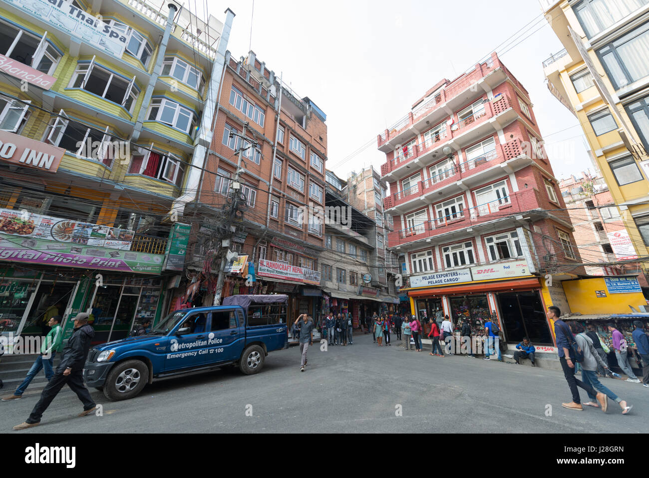 Nepal, Zentralregion, Kathmandu, an einem Platz im touristischen Viertel von Thamel in Kathmandu Stockfoto