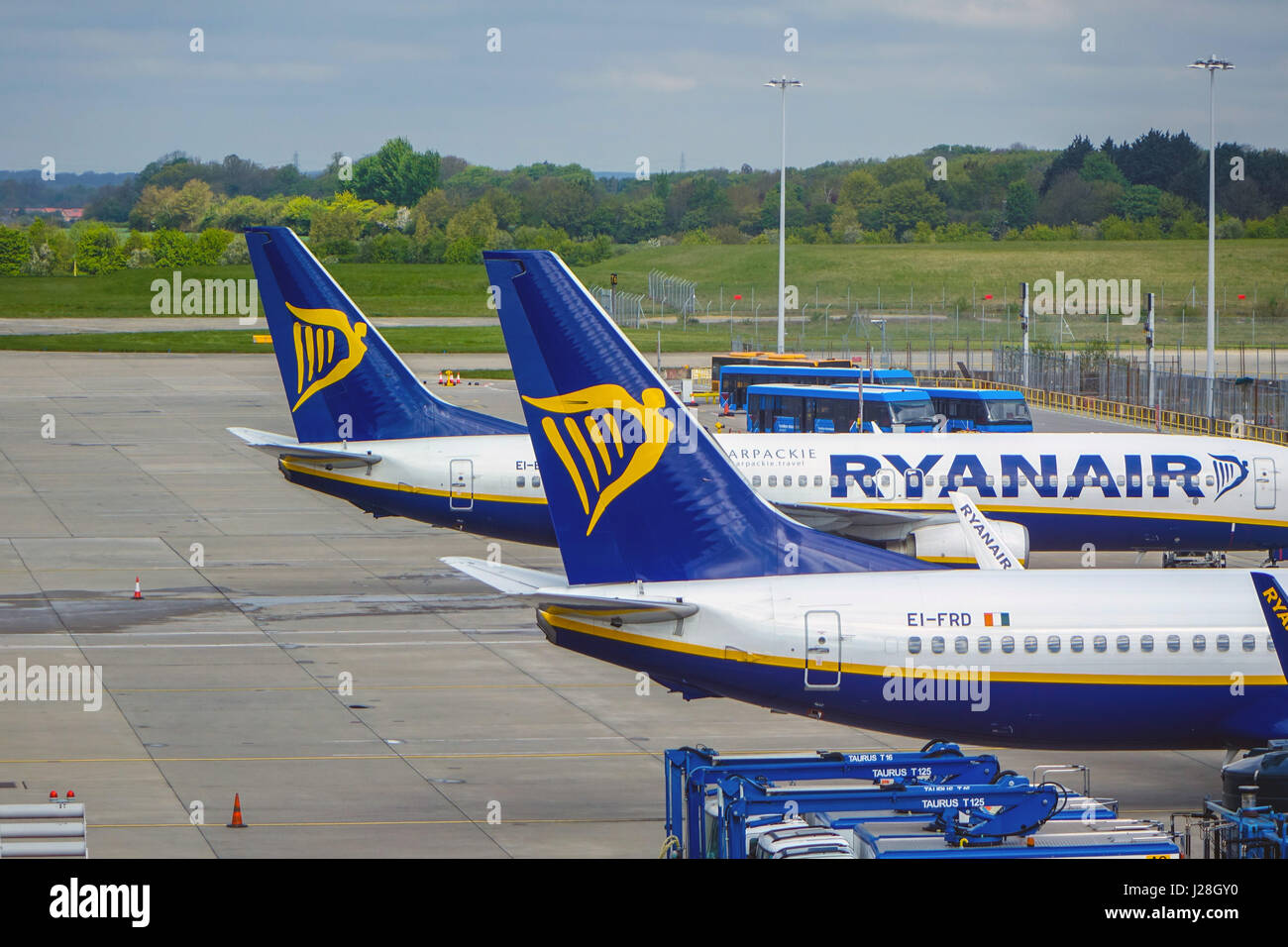Ryanair Beoing 737 Luft-am Flughafen Stansted Stockfoto