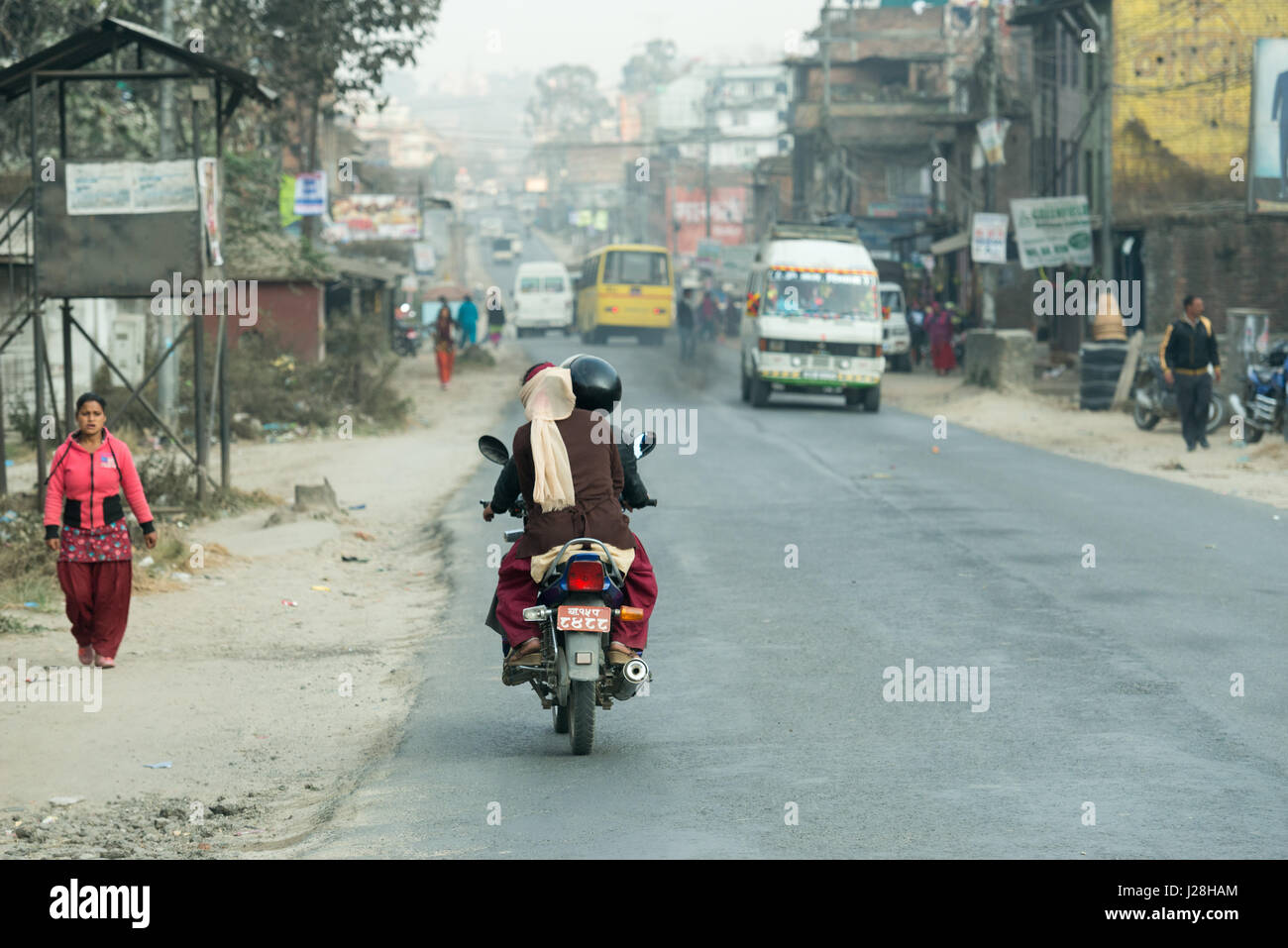 Zentralregion, Chandragiri, Annapurna Circuit - Reise Pokhara, Nepal, Kathmandu Straße in Chandragiri, Kathmandu, Pokhara aus Jhobang Stockfoto