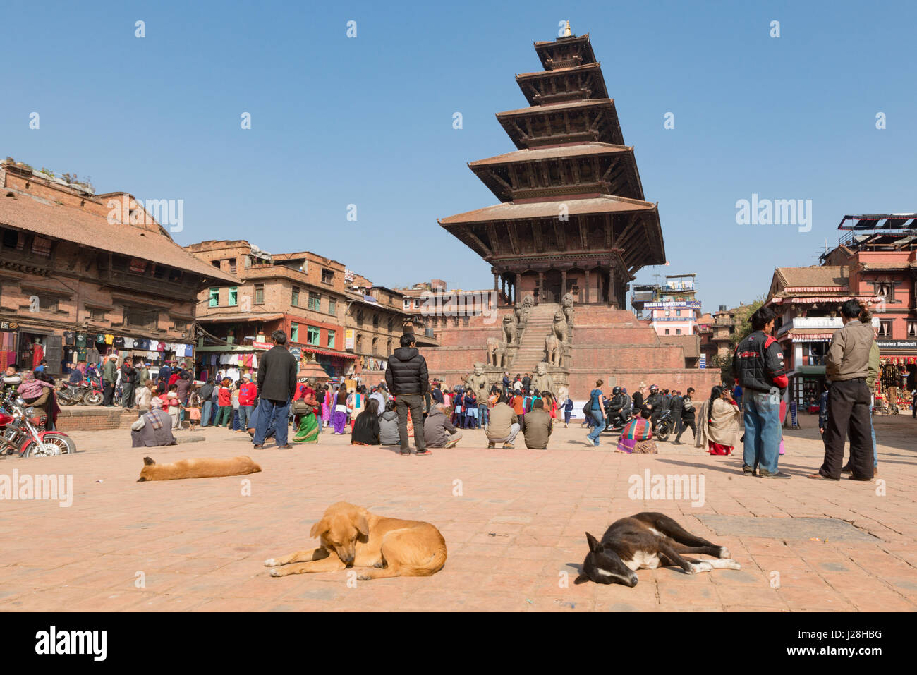 Nepal, Zentralregion, Bhaktapur, der Nyatapola-Tempel in Nyatopola Platz von Bhaktapur Stockfoto