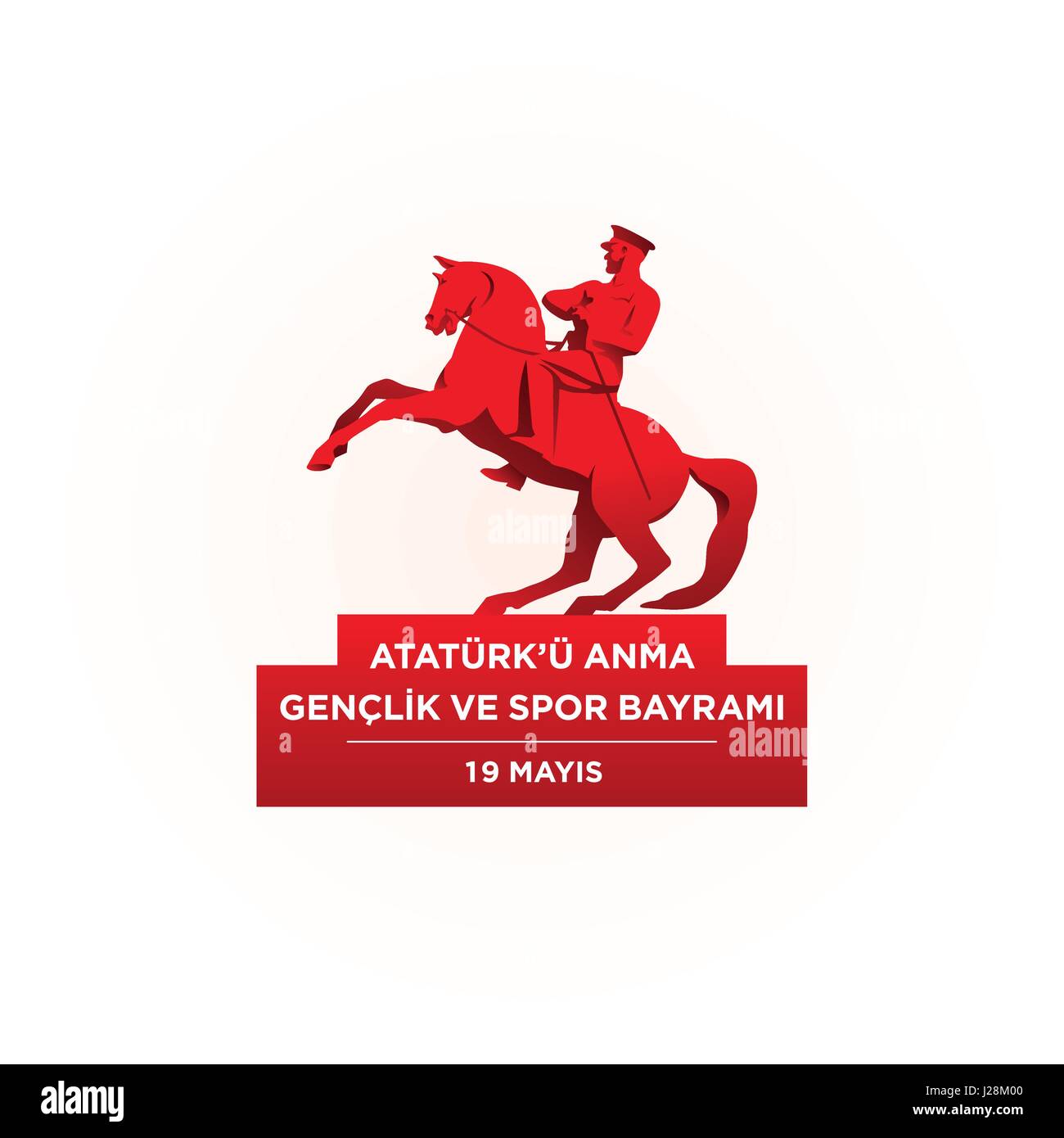 19 Mayis Ataturk'u Anma Genclik Ve Spor Bayrami Grußkarte gestalten. 19. Mai Gedenktag an Atatürk, Jugend- und Sporttag. Vektor-Illustration. Tur Stock Vektor