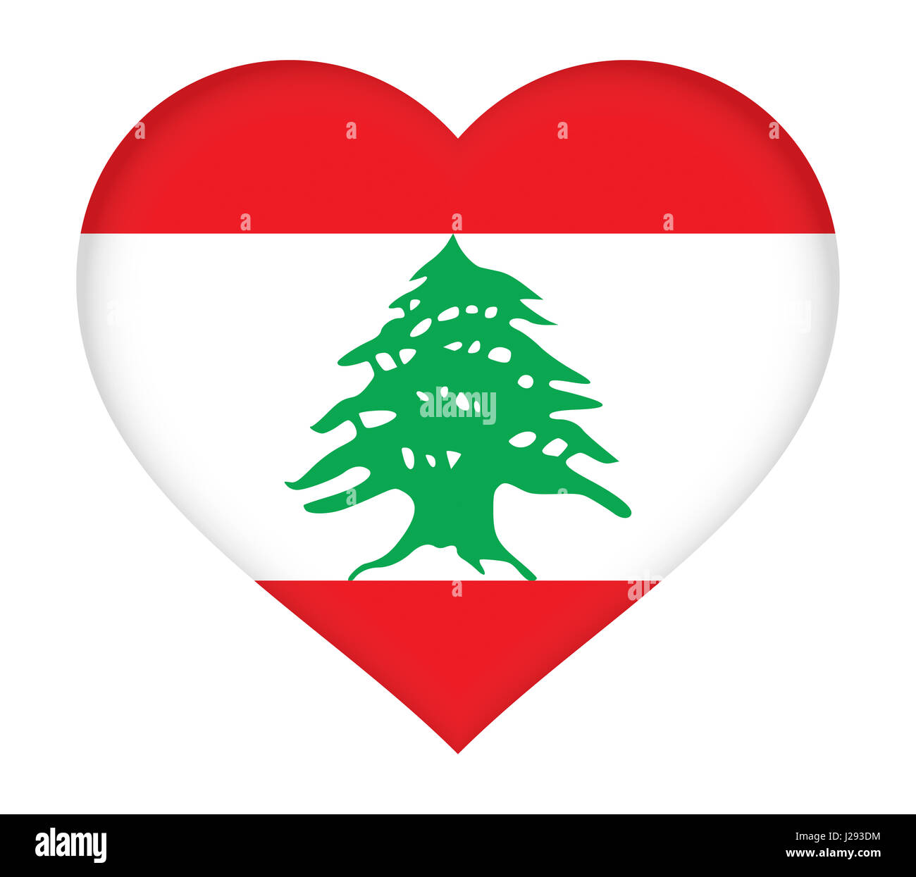 Abbildung der Flagge des Libanon wie ein Herz geformt. Stockfoto