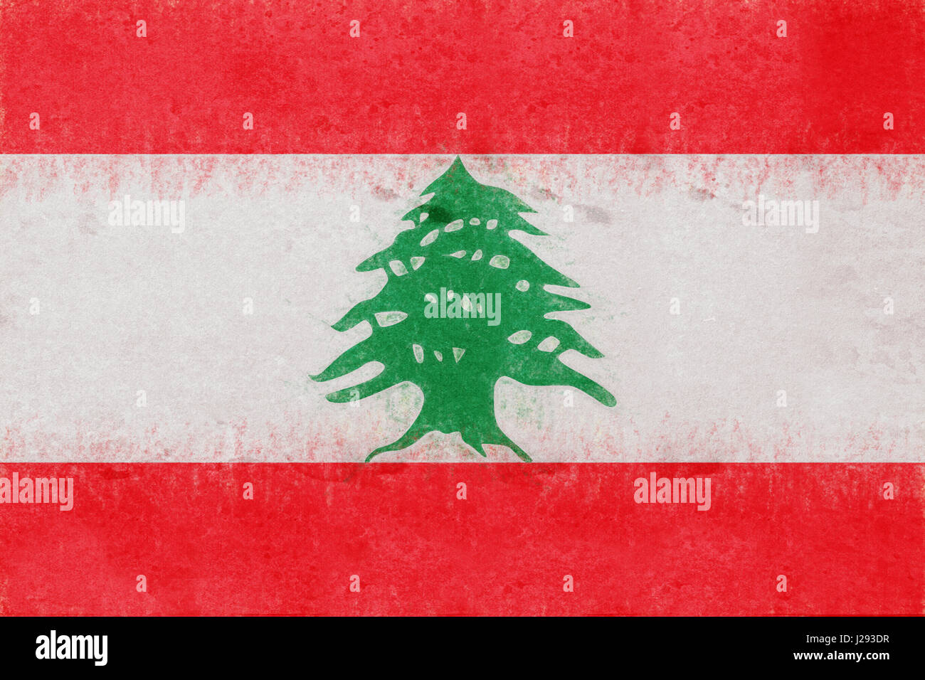 Abbildung der Flagge des Libanon mit einem Grunge-Look. Stockfoto