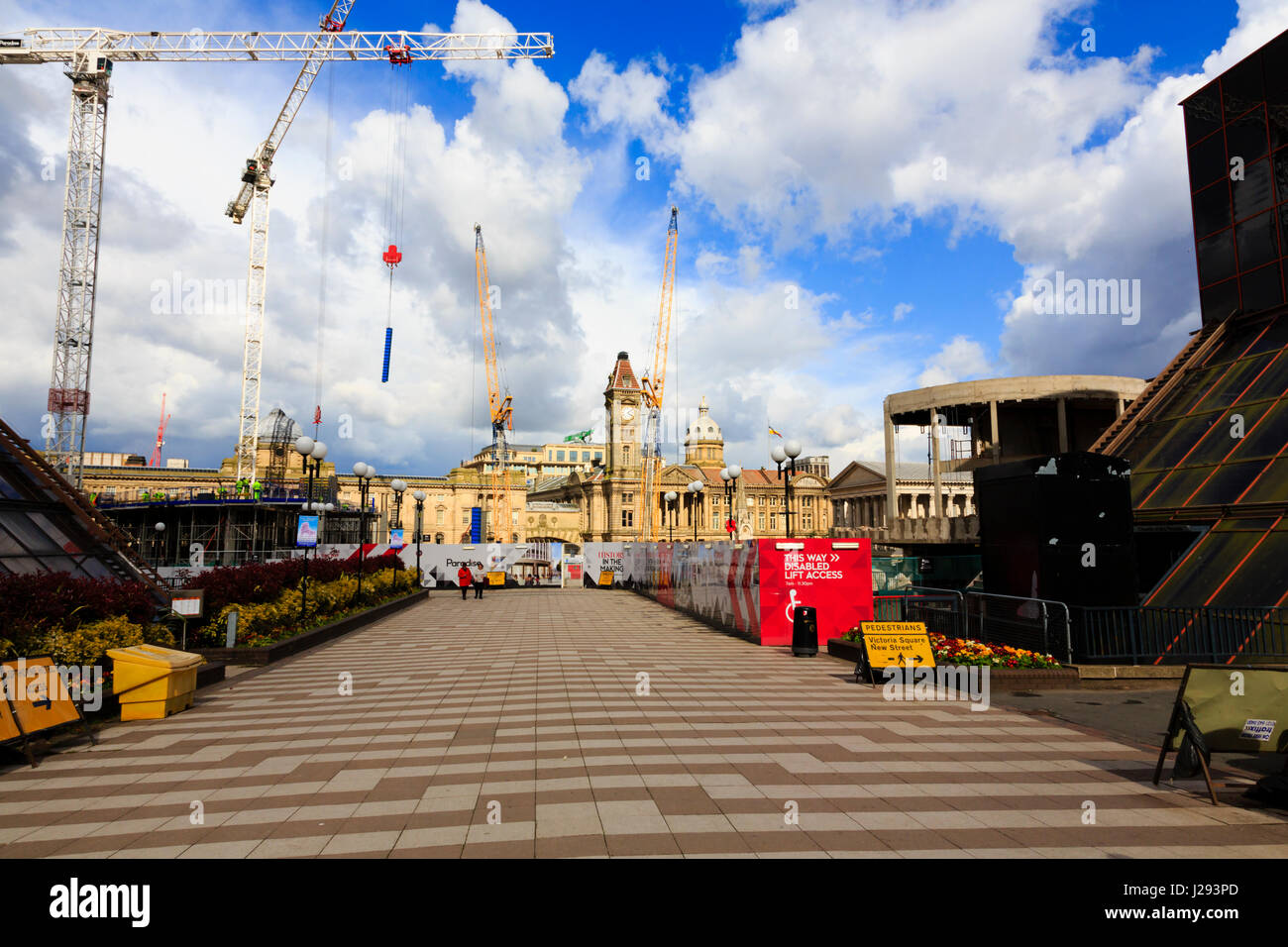 Regenerierung Bauarbeiten, Birmingham City Center, West Midlands, England, UK Stockfoto