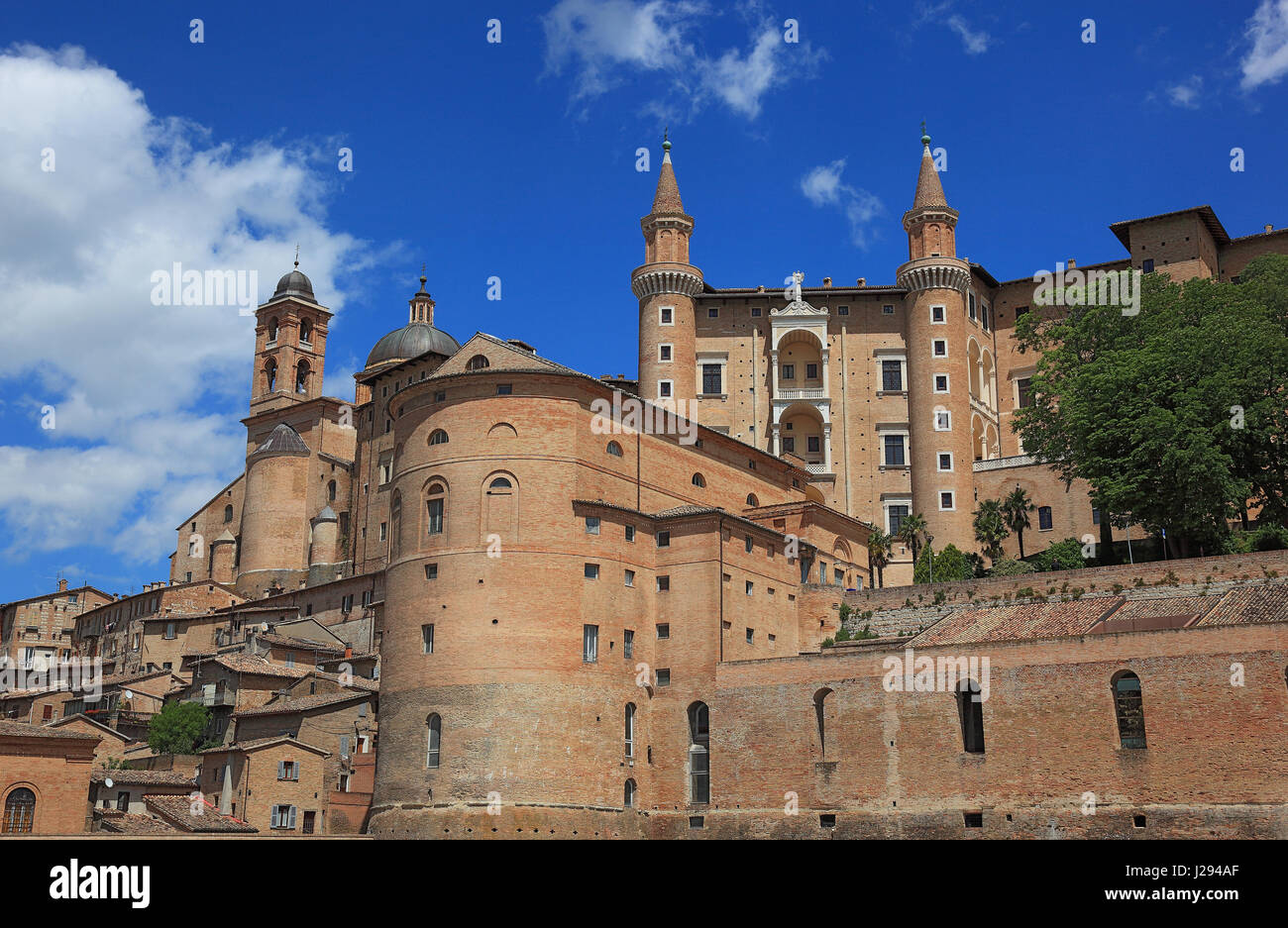 Palazzo Ducale, Palazzo Ducale, Renaissance-Gebäude, Urbino, Marken, Italien Stockfoto