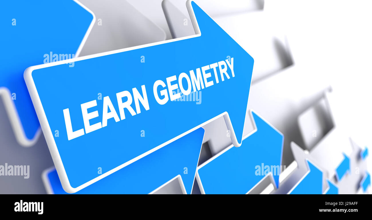 Lernen Sie Geometrie - Label auf den blauen Pfeil. 3D. Stockfoto
